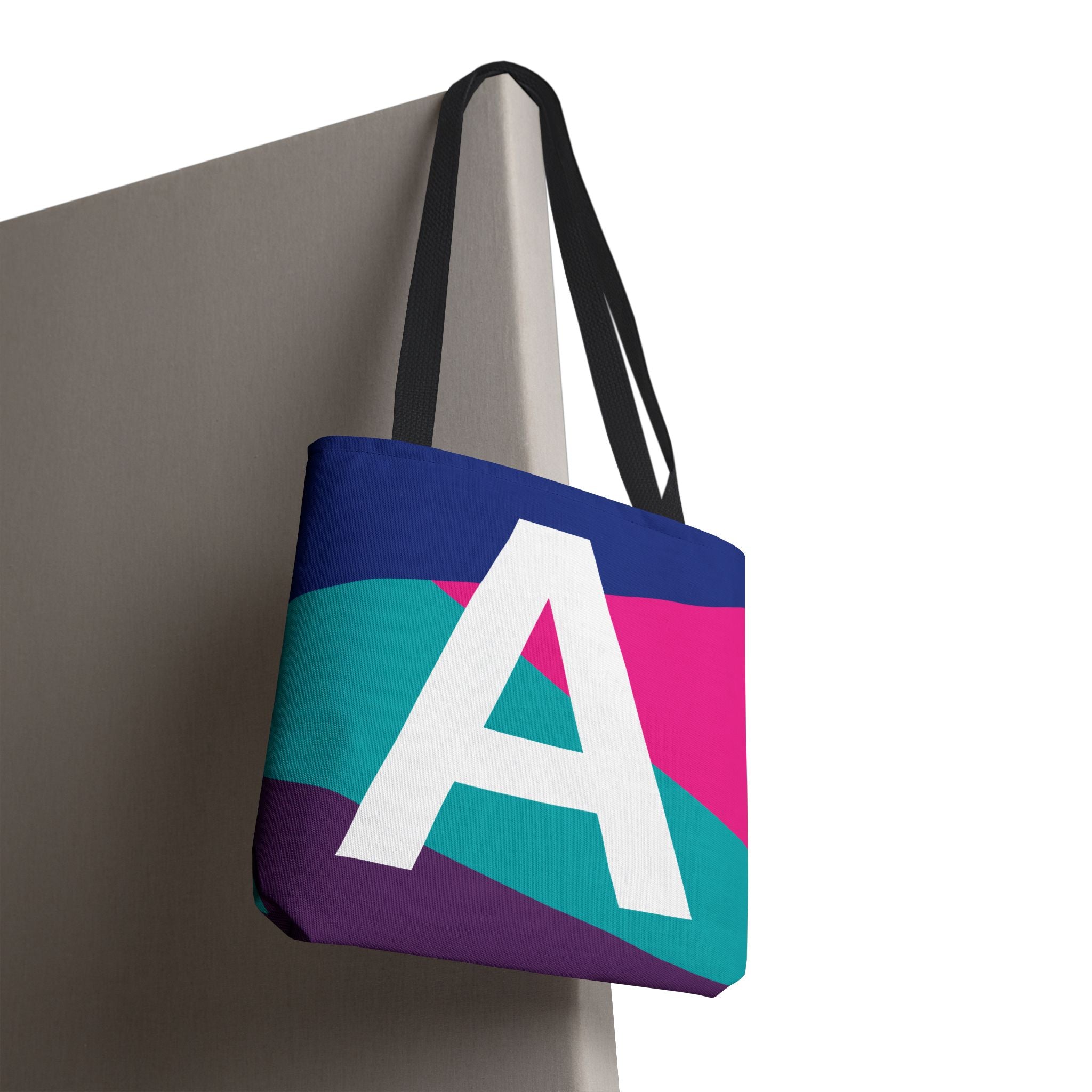 Monogram 'A' Colorblock Tote Bag — Personalized Initial A Shoulder Tote