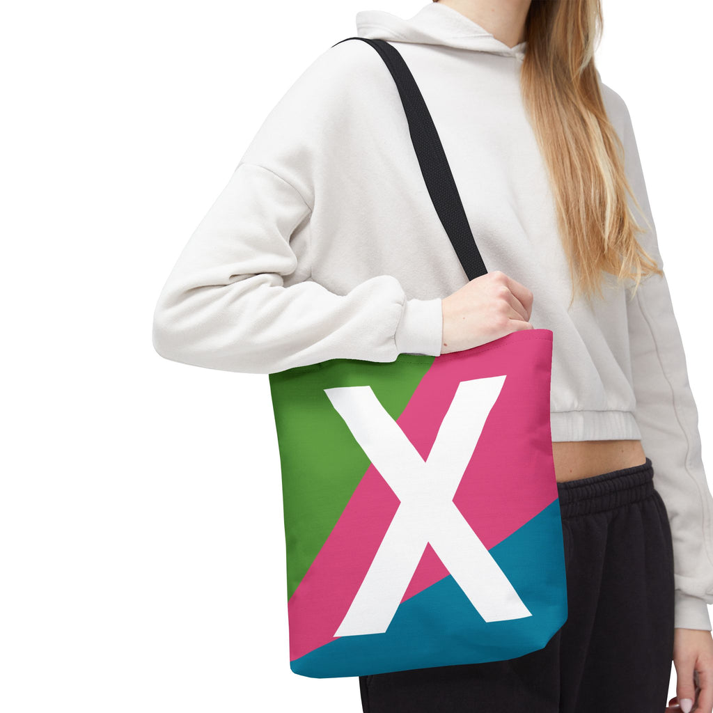 Monogram 'X' Colorblock Tote Bag — Personalized Initial X Shoulder Tote