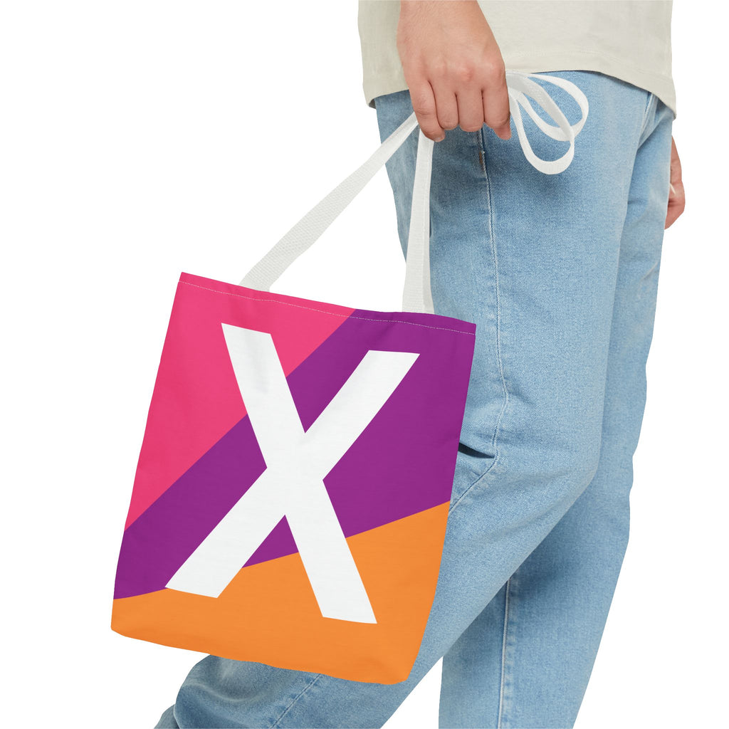Monogram 'X' Colorblock Tote Bag — Personalized Initial X Shoulder Tote