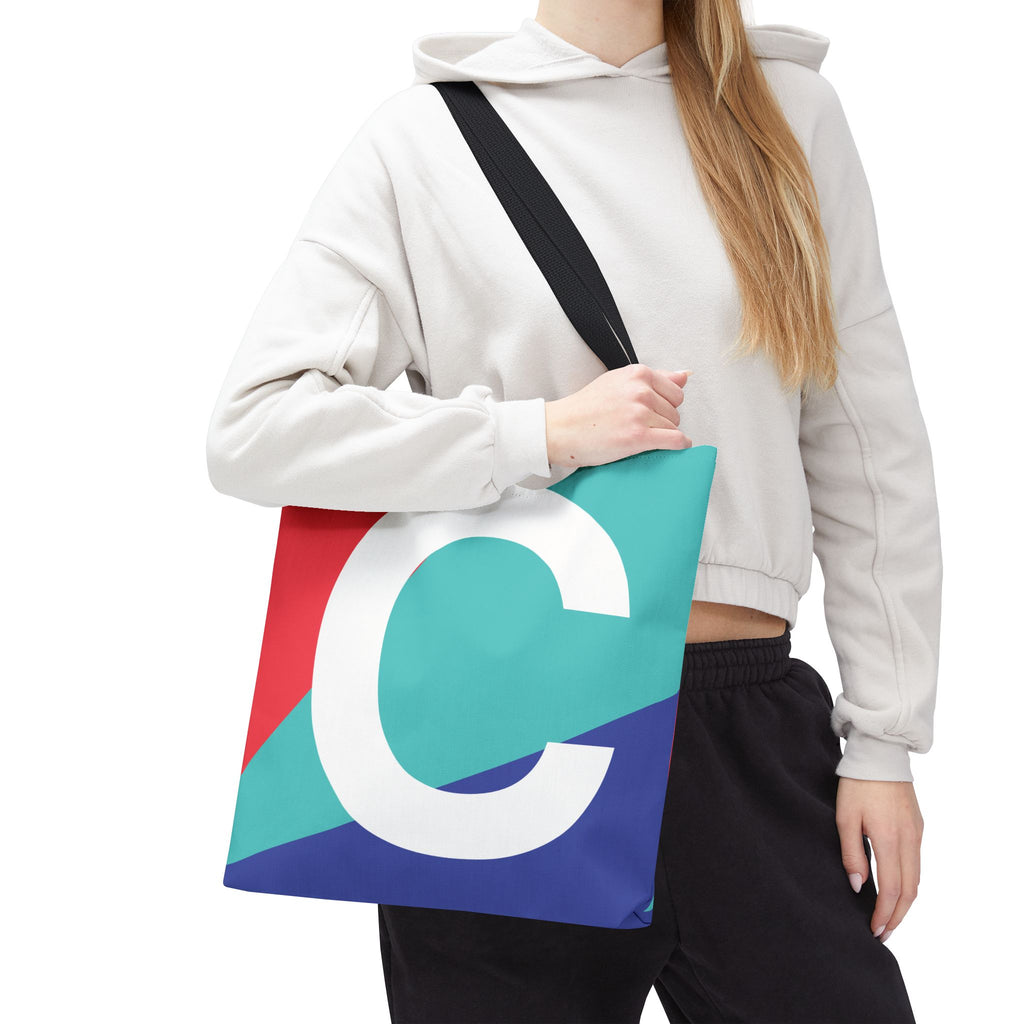 Monogram 'C' Colorblock Tote Bag — Personalized Initial C Shoulder Tote