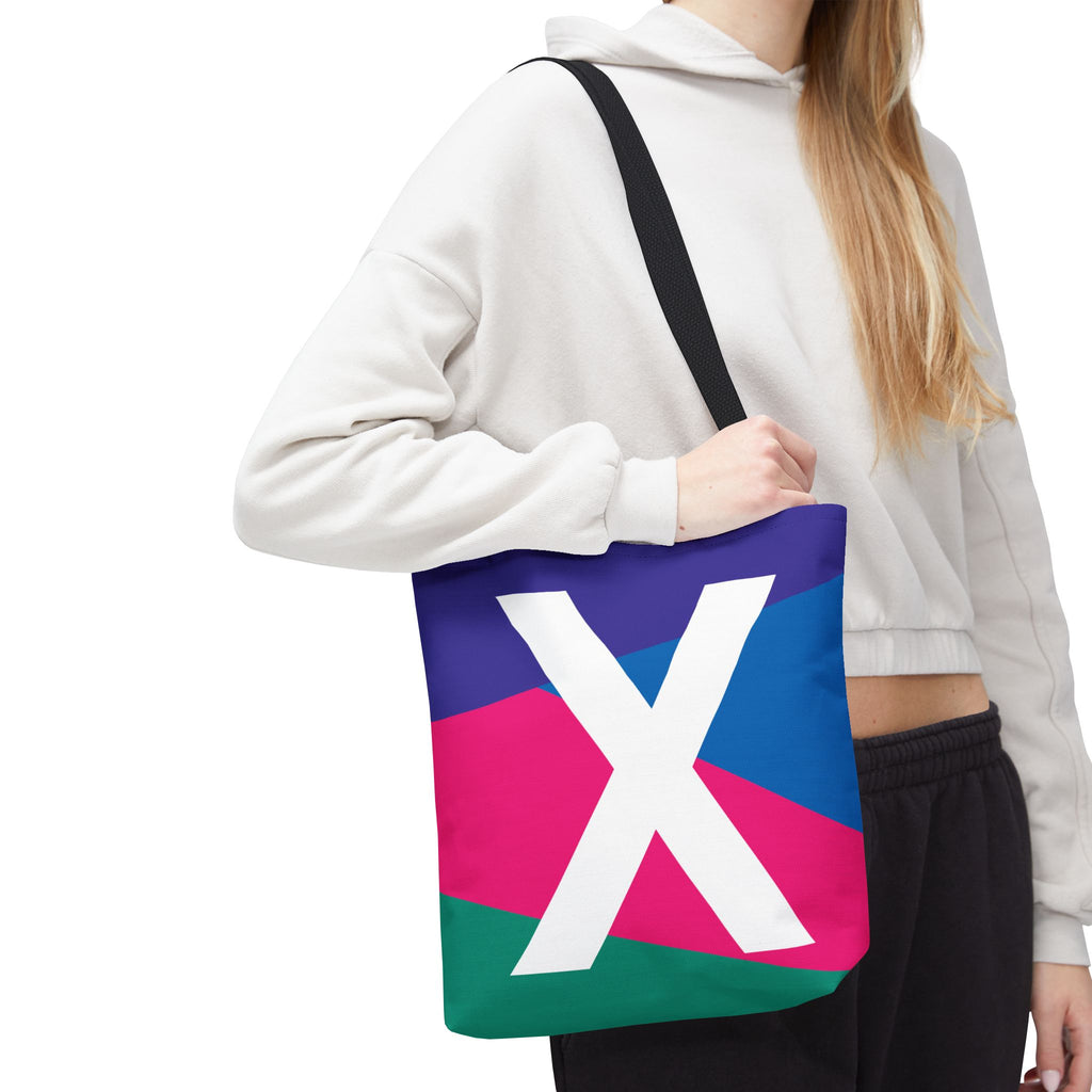 Monogram 'X' Colorblock Tote Bag — Personalized Initial X Shoulder Tote