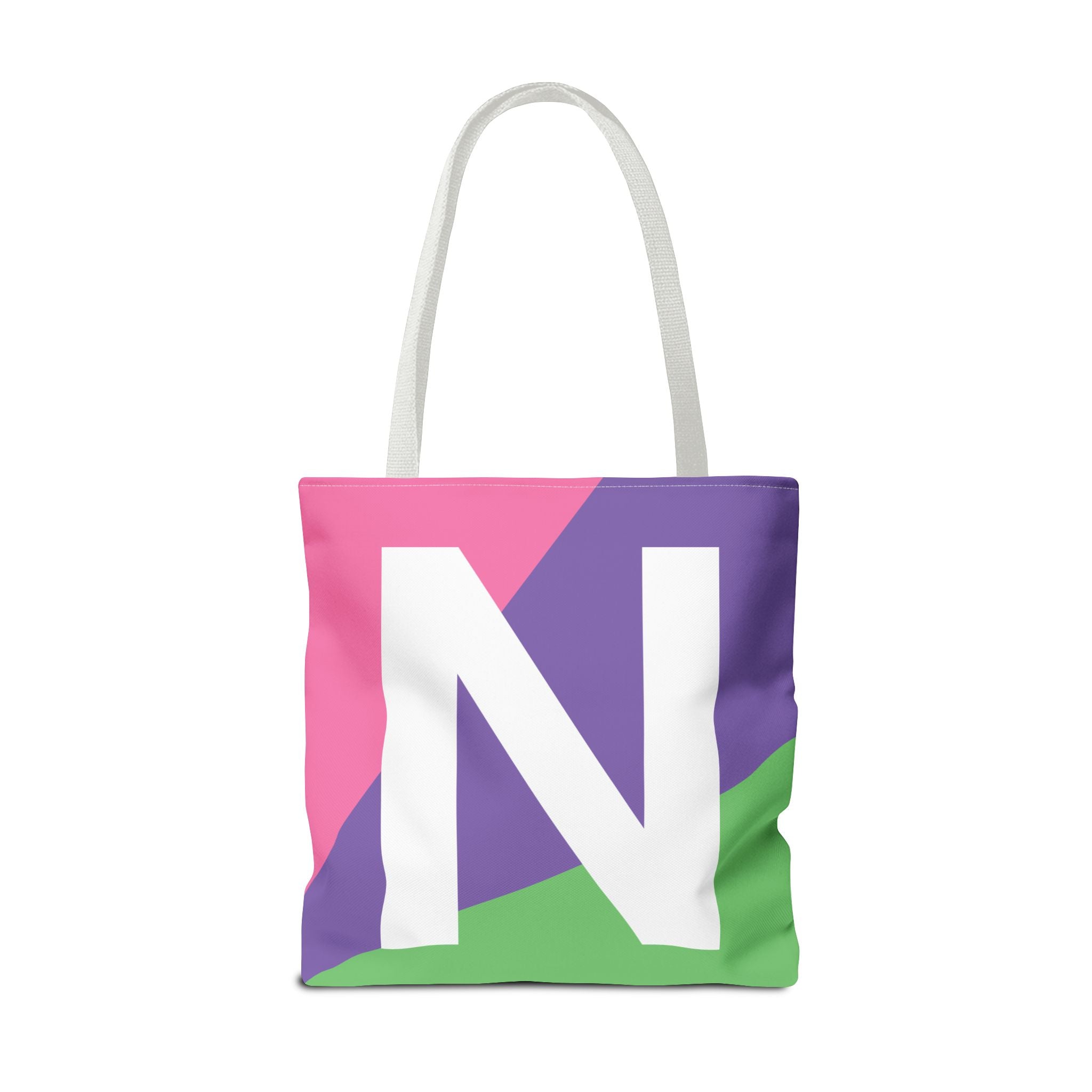 Monogram 'N' Colorblock Tote Bag — Personalized Initial N Shoulder Tote