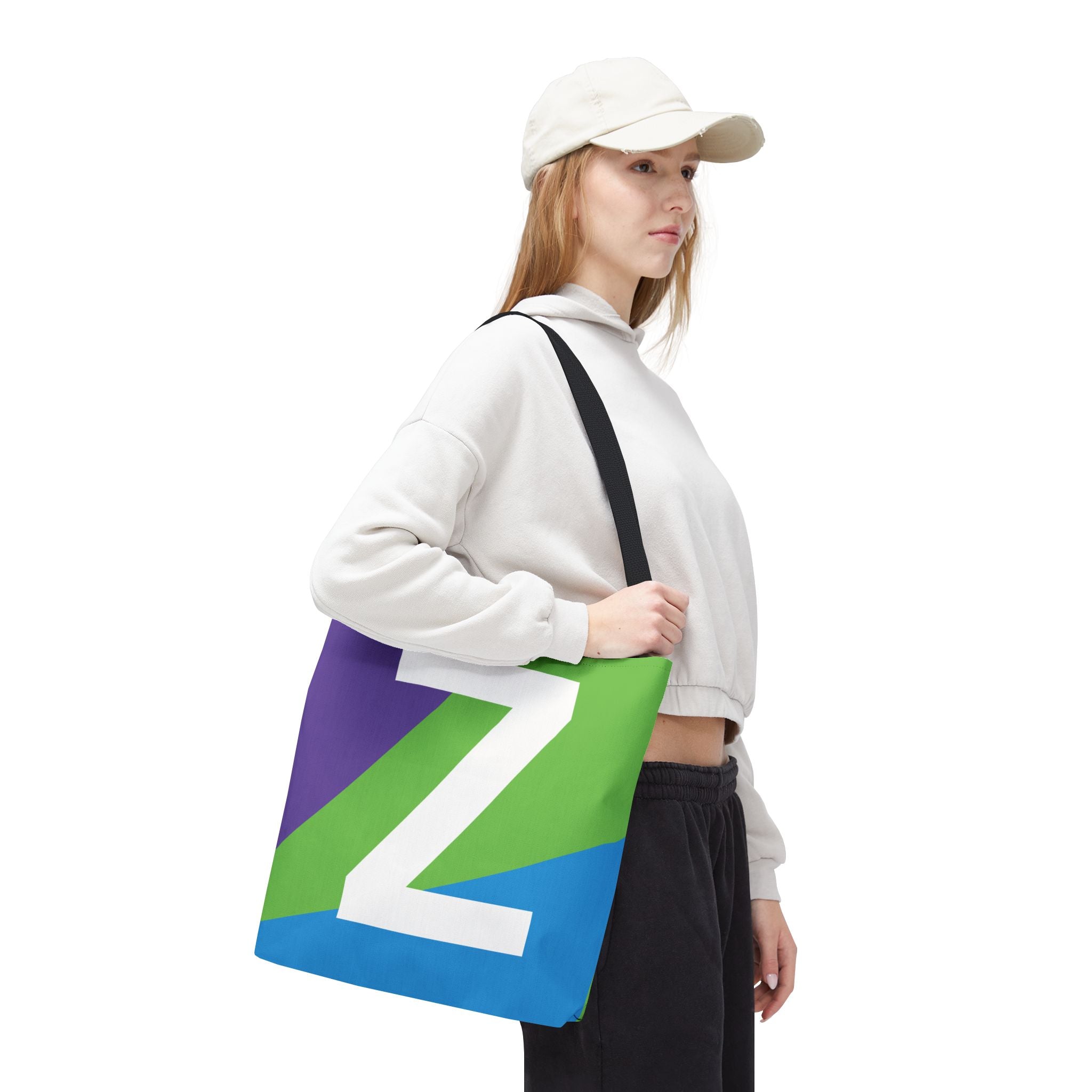 Monogram 'Z' Colorblock Tote Bag — Personalized Initial Z Shoulder Tote