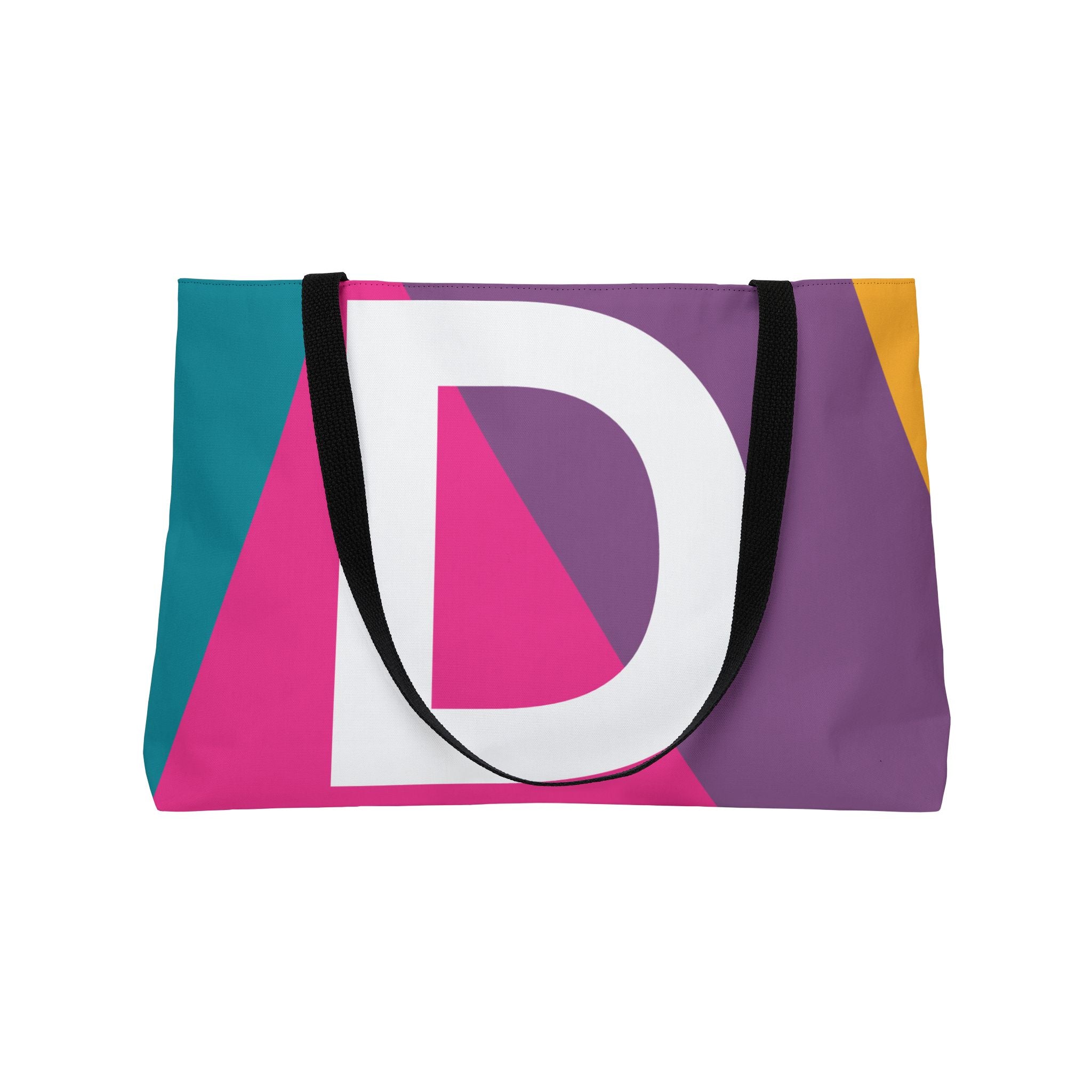 Personalized 'D' Colorblock Tote Bag — Monogram Weekender Tote