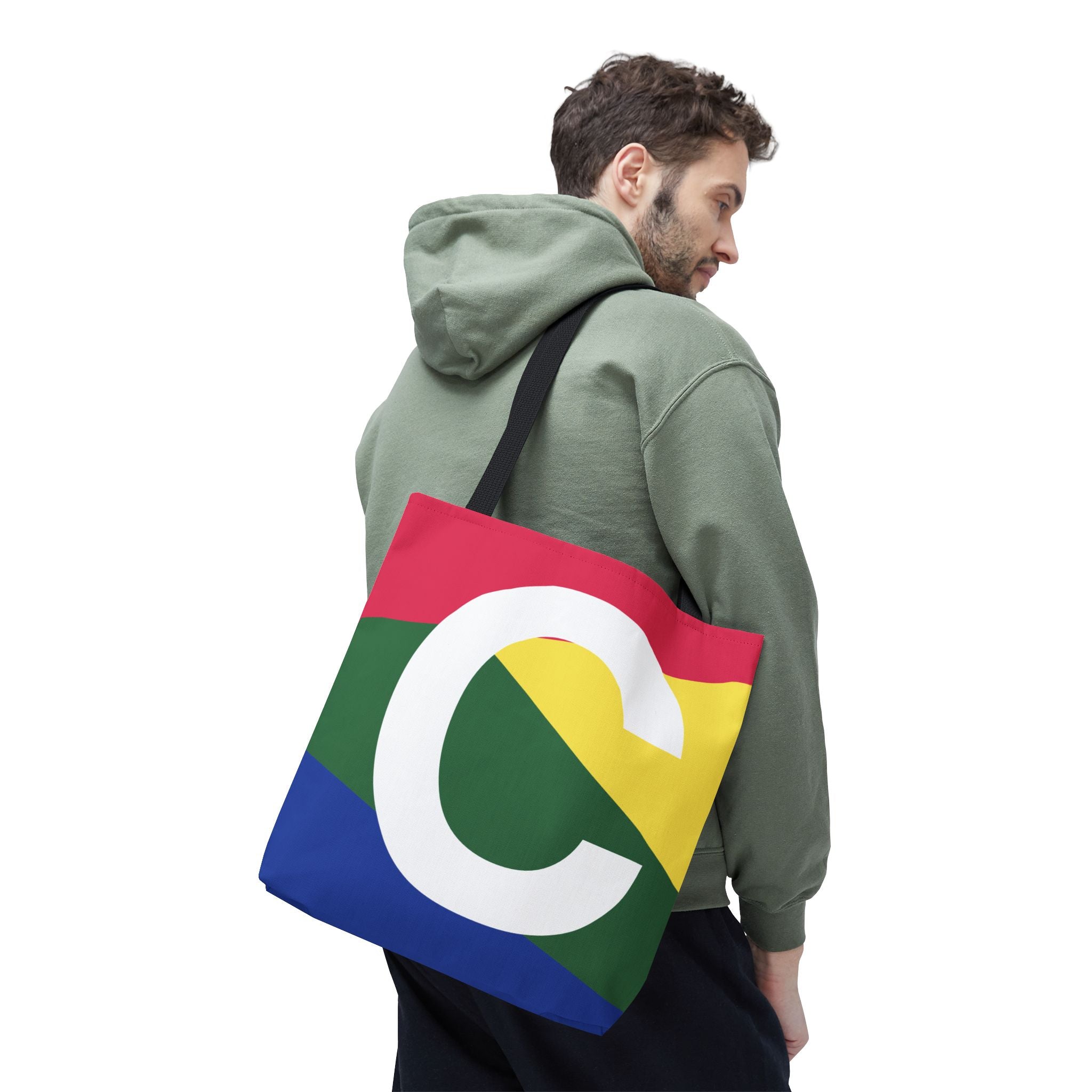 Monogram 'C' Colorblock Tote Bag — Personalized Initial C Shoulder Tote