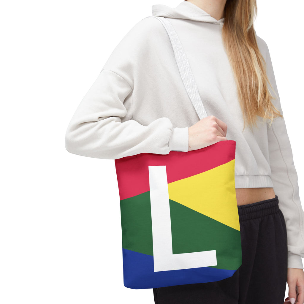 Monogram 'L' Colorblock Tote Bag — Personalized Initial L Shoulder Tote