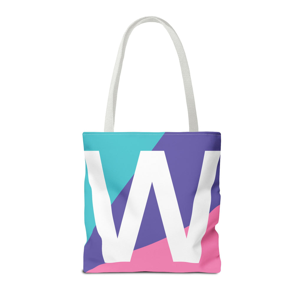 Monogram 'W' Colorblock Tote Bag — Personalized Initial W Shoulder Tote
