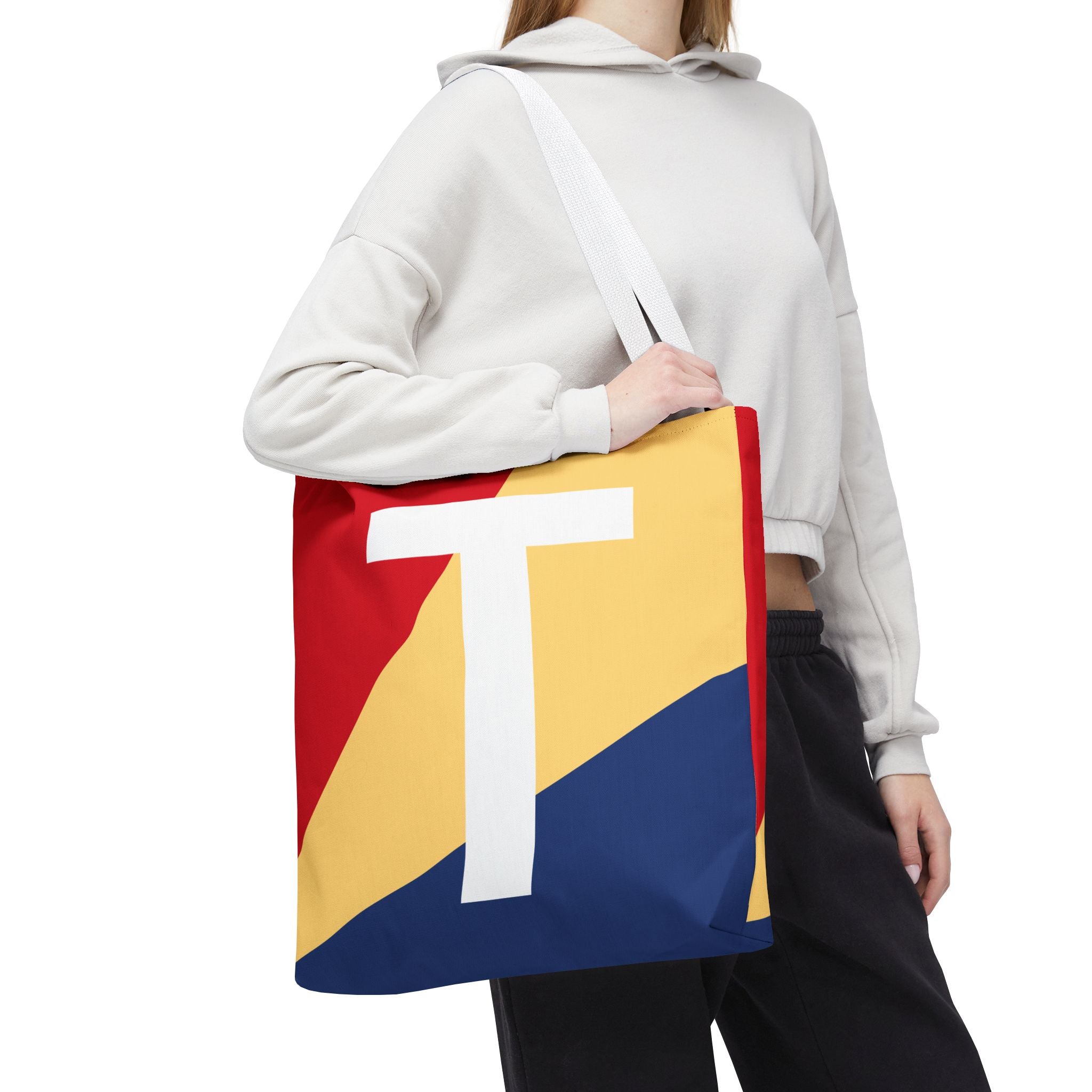 Monogram 'T' Colorblock Tote Bag — Personalized Initial T Shoulder Tote