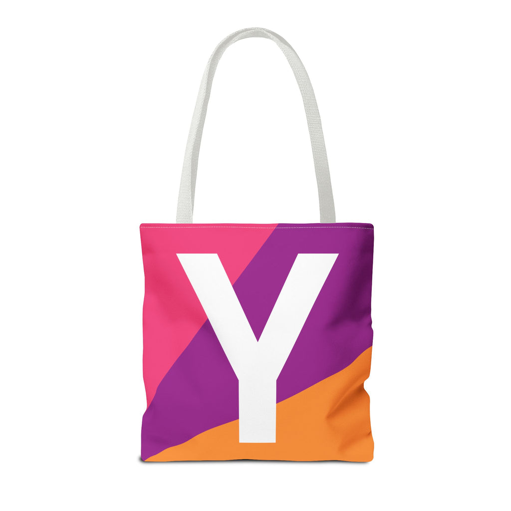 Monogram 'Y' Colorblock Tote Bag — Personalized Initial Y Shoulder Tote