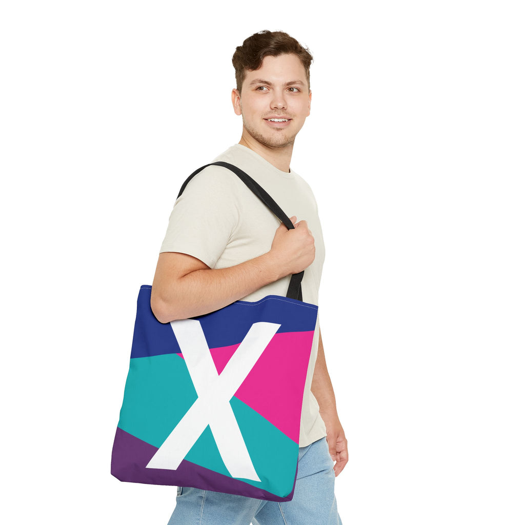 Monogram 'X' Colorblock Tote Bag — Personalized Initial X Shoulder Tote