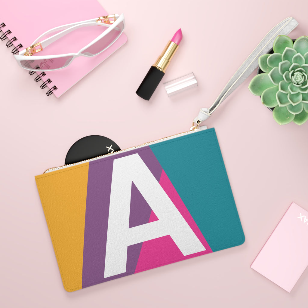 Monogram 'A' Colorblock Clutch Bag — Bold Geometric Wristlet for Everyday & Gifts