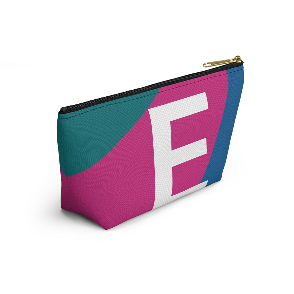 Initials Colorblock Accessory Pouch — Monogram E T-Bottom Cosmetic Bag