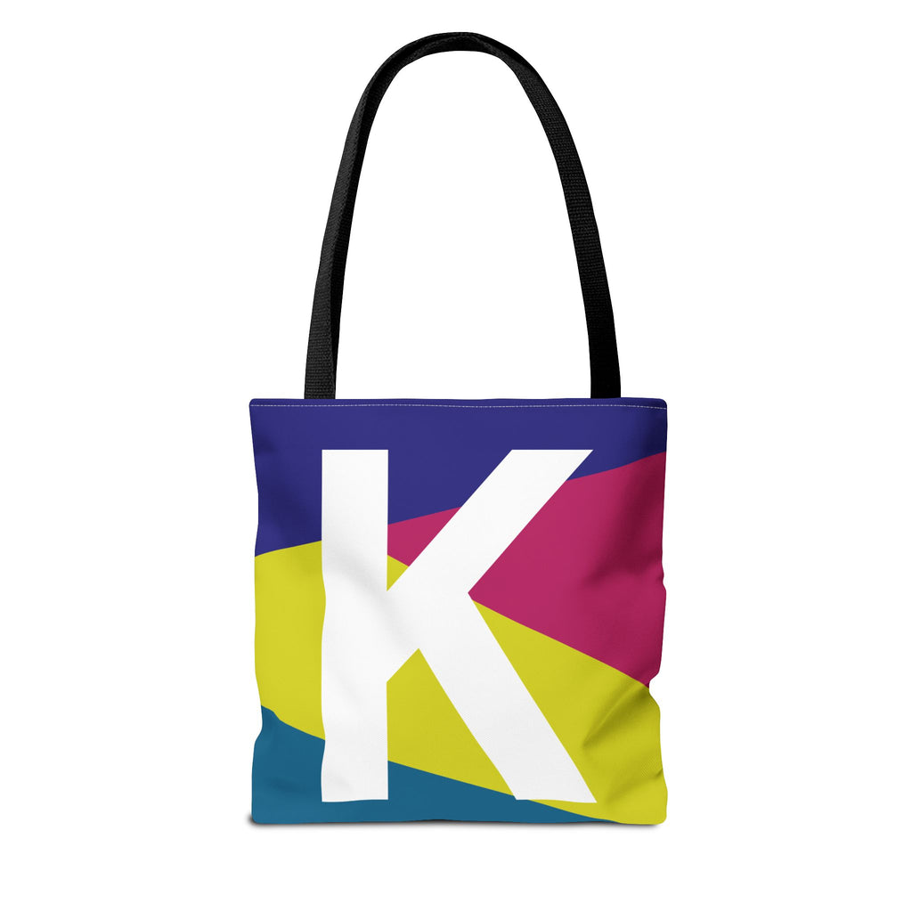 Monogram 'K' Colorblock Tote Bag — Personalized Initial K Shoulder Tote
