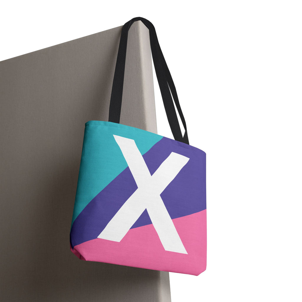 Monogram 'X' Colorblock Tote Bag — Personalized Initial X Shoulder Tote