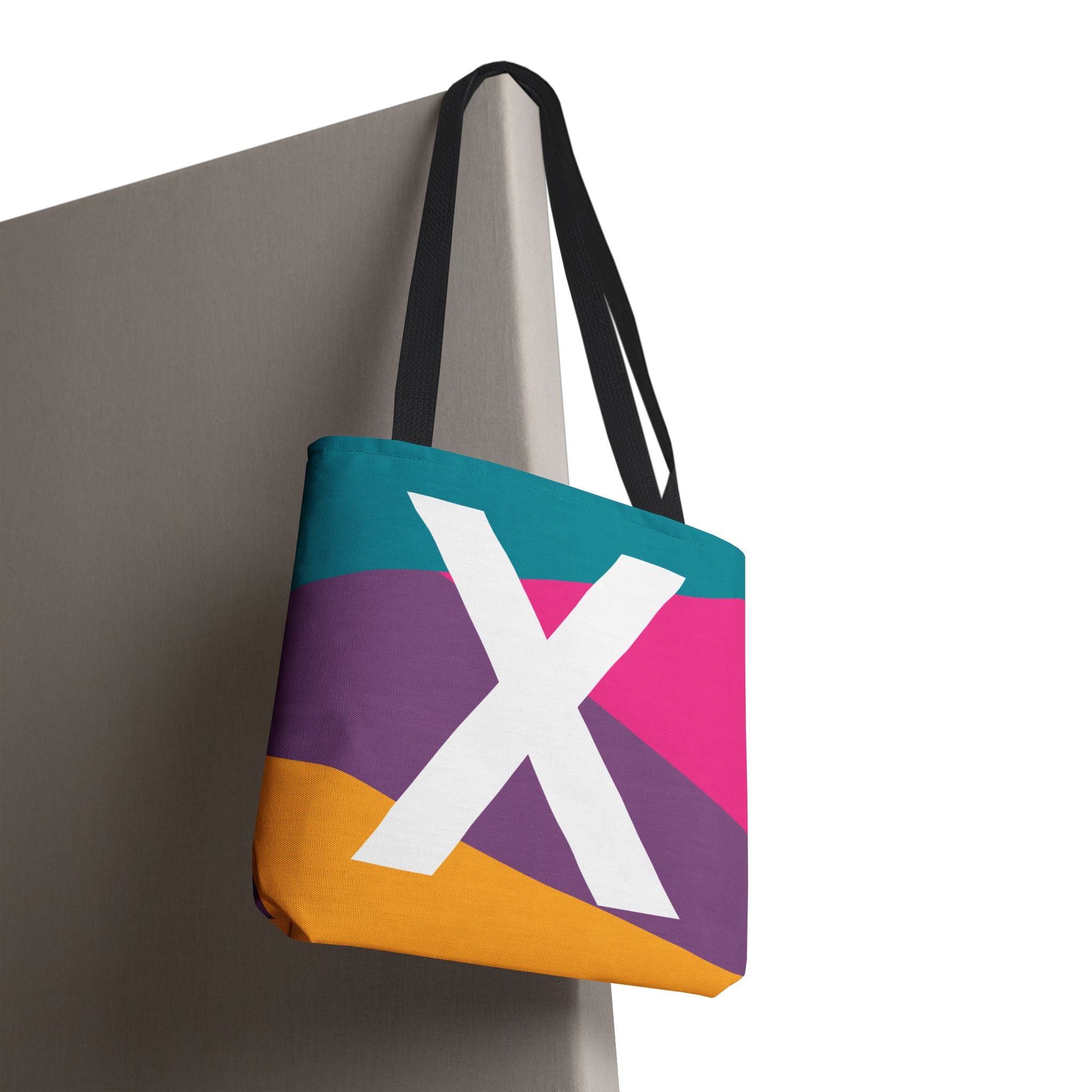 Monogram 'X' Colorblock Tote Bag — Personalized Initial X Shoulder Tote
