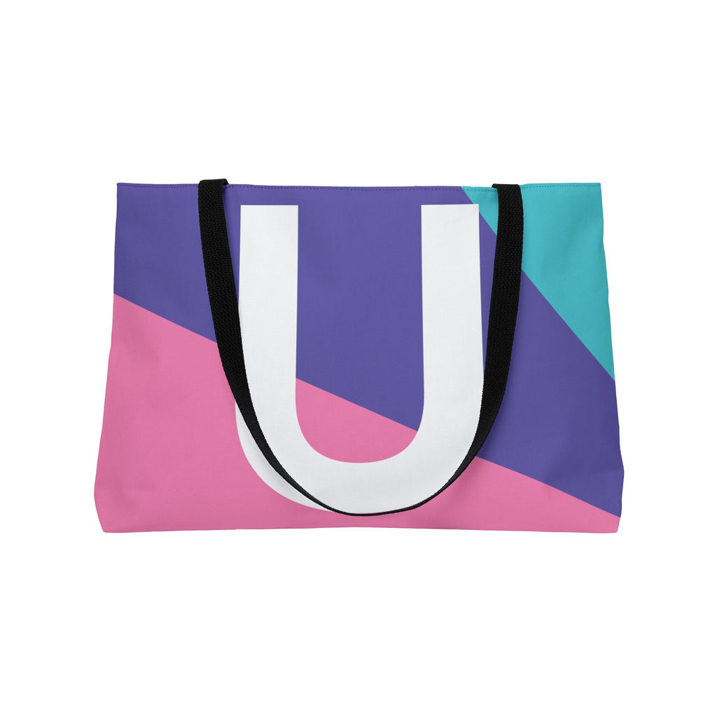 Personalized 'U' Colorblock Tote Bag — Monogram Weekender Tote