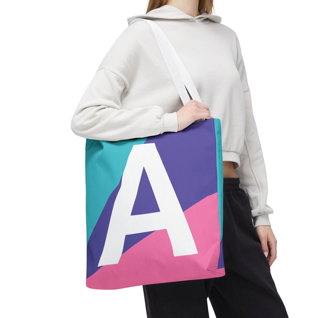 Monogram 'A' Colorblock Tote Bag — Personalized Initial A Shoulder Tote