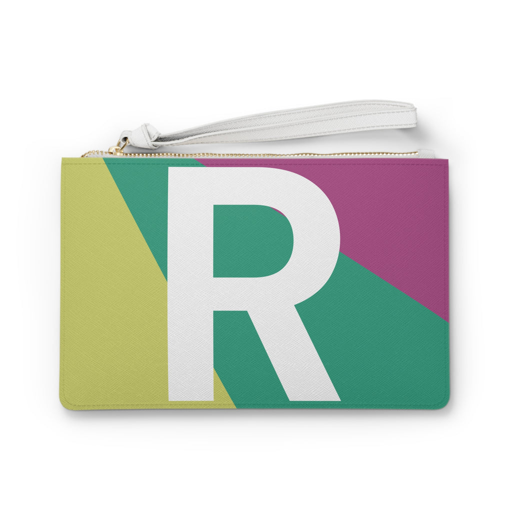 Monogram 'R' Colorblock Clutch Bag — Bold Geometric Wristlet for Everyday & Gifts