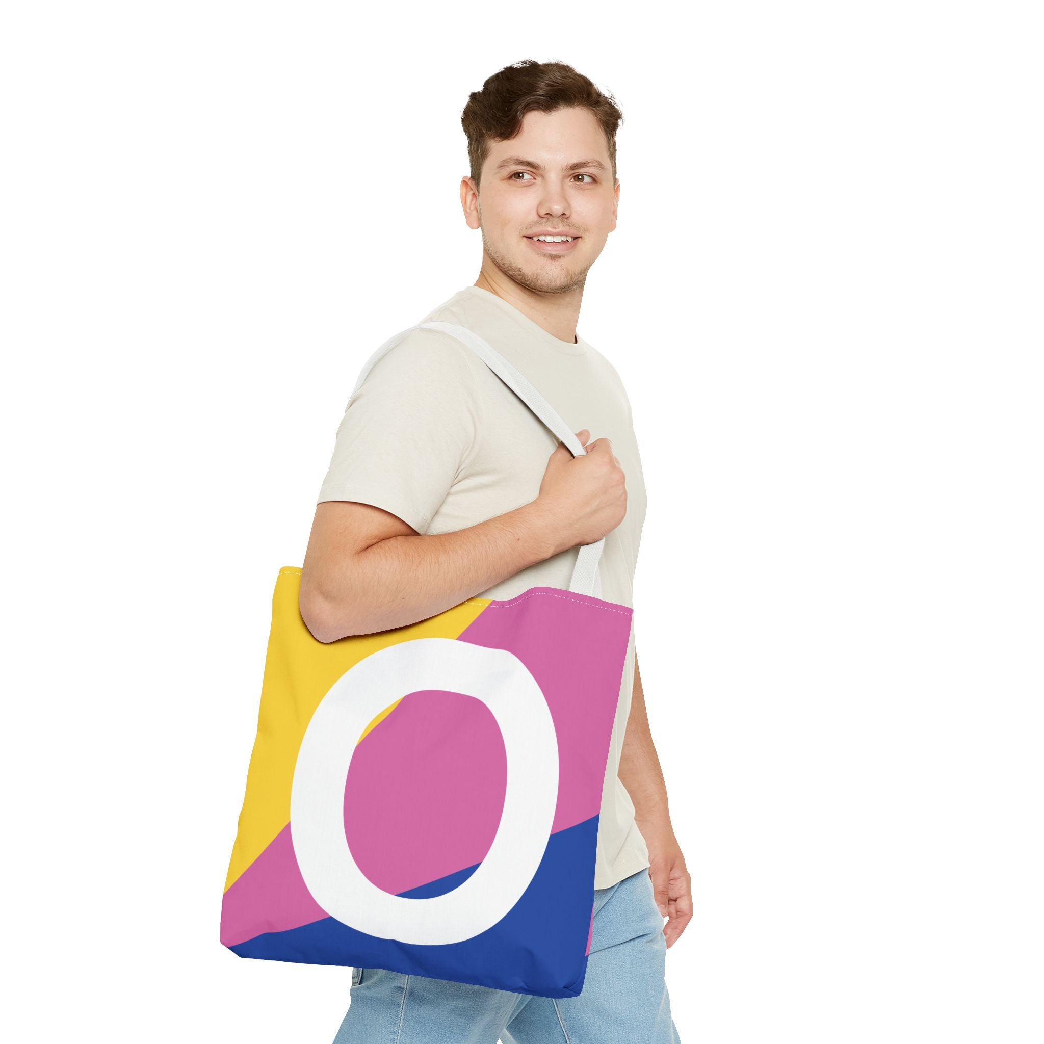 Monogram 'O' Colorblock Tote Bag — Personalized Initial O Shoulder Tote