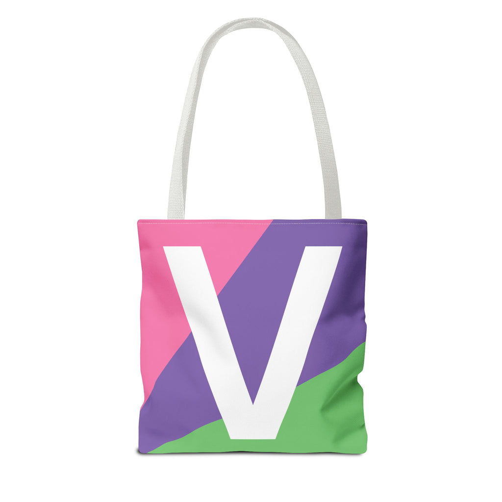 Monogram 'V' Colorblock Tote Bag — Personalized Initial V Shoulder Tote