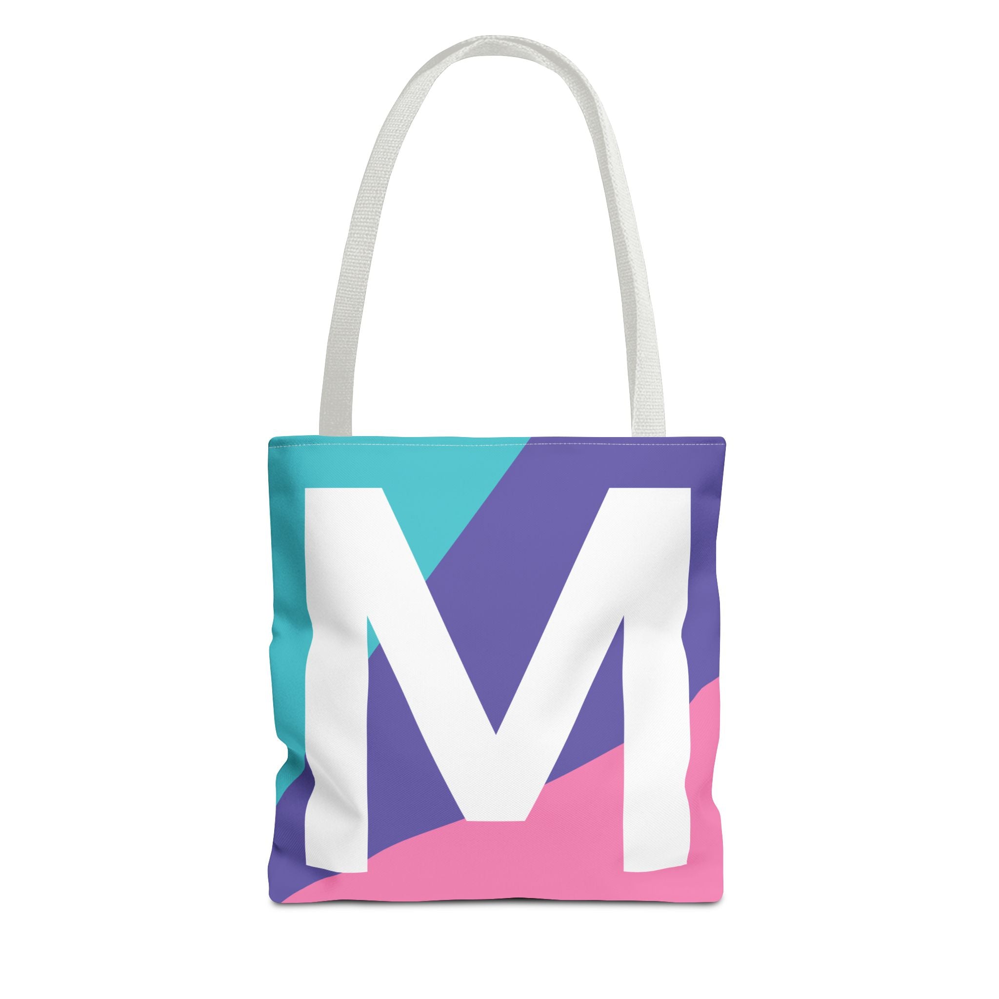 Monogram 'M' Colorblock Tote Bag — Personalized Initial M Shoulder Tote