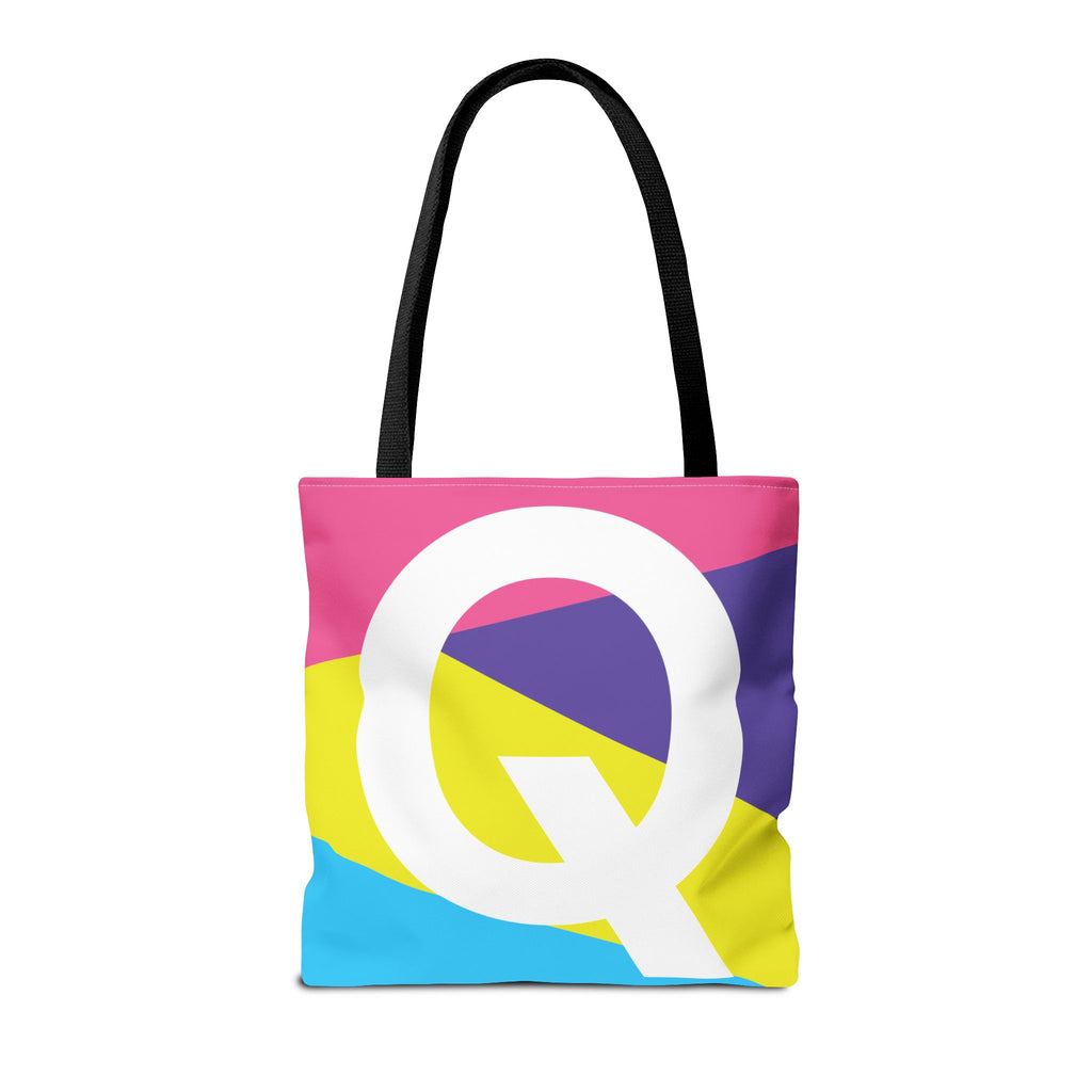 Monogram 'Q' Colorblock Tote Bag — Personalized Initial Q Shoulder Tote