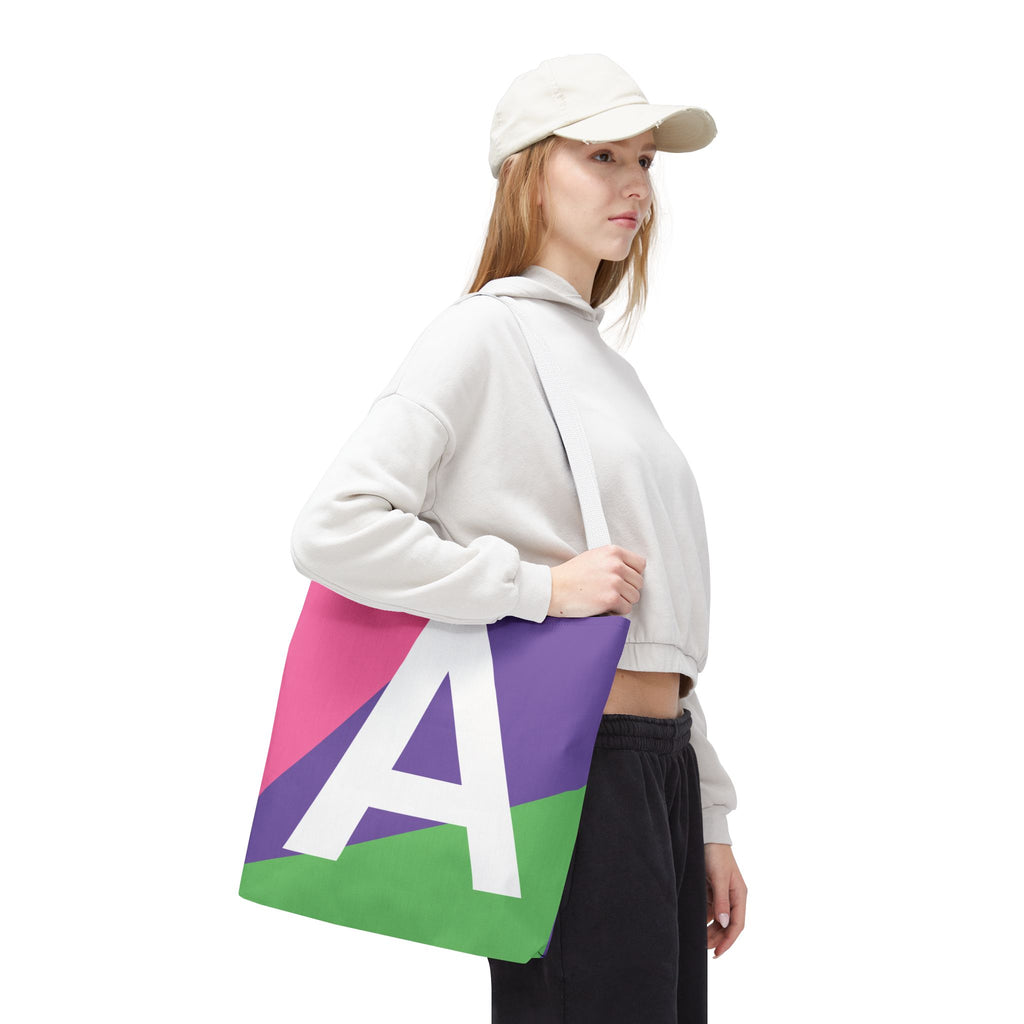 Monogram 'A' Colorblock Tote Bag — Personalized Initial A Shoulder Tote