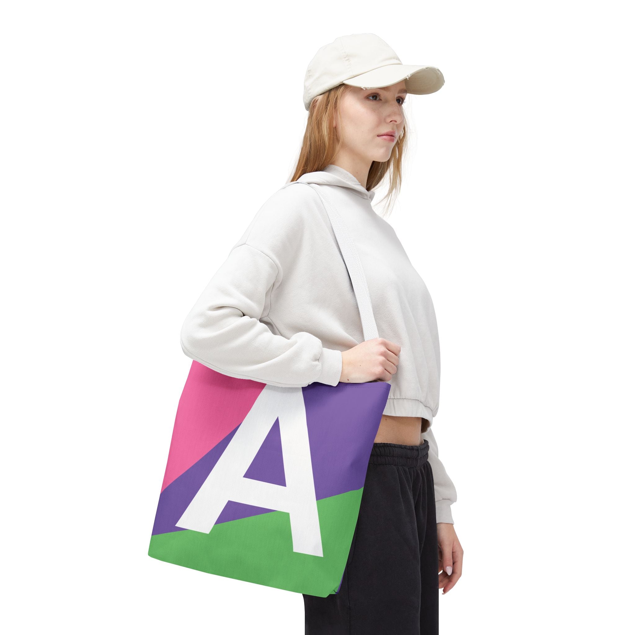 Monogram 'A' Colorblock Tote Bag — Personalized Initial A Shoulder Tote