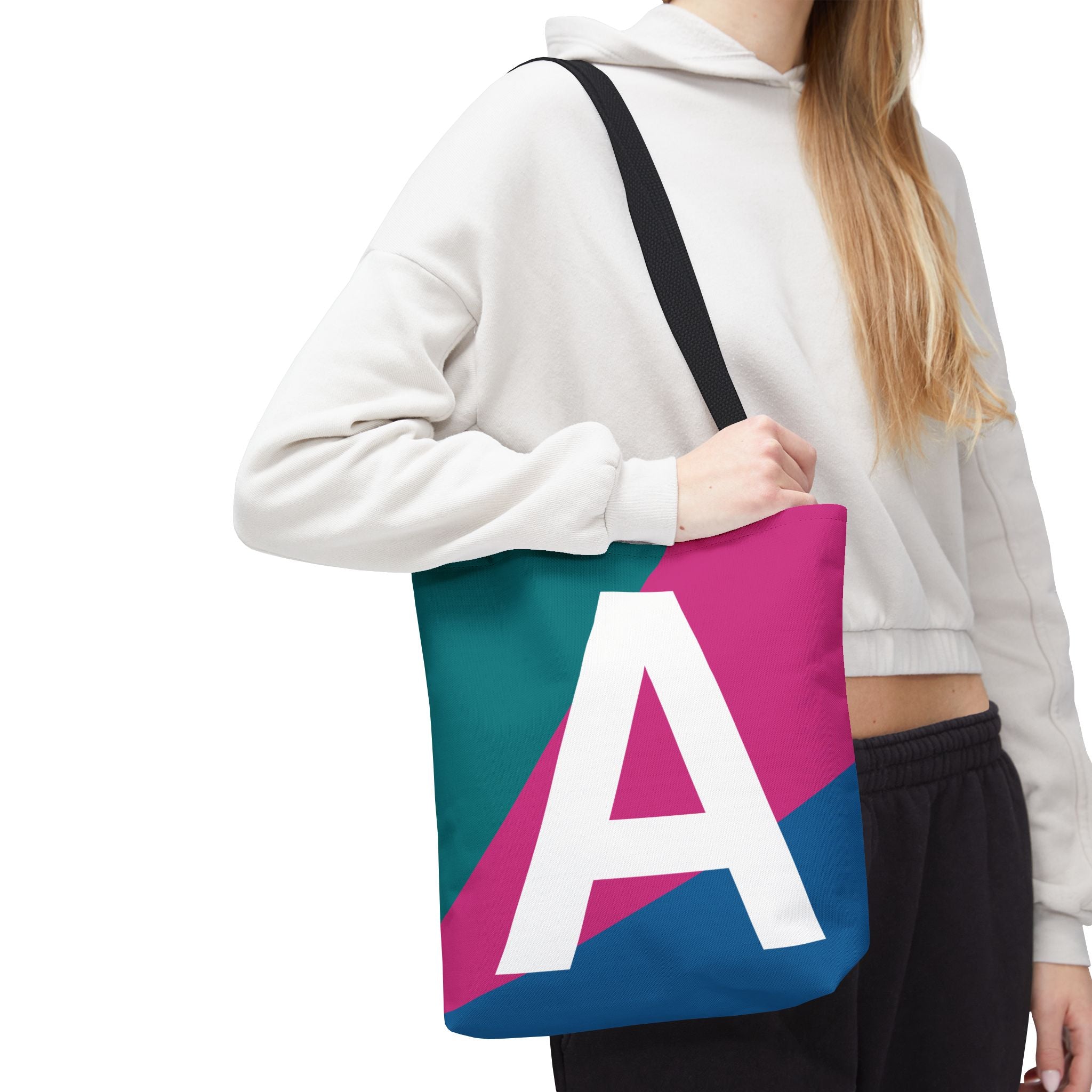 Monogram 'A' Colorblock Tote Bag — Personalized Initial A Shoulder Tote