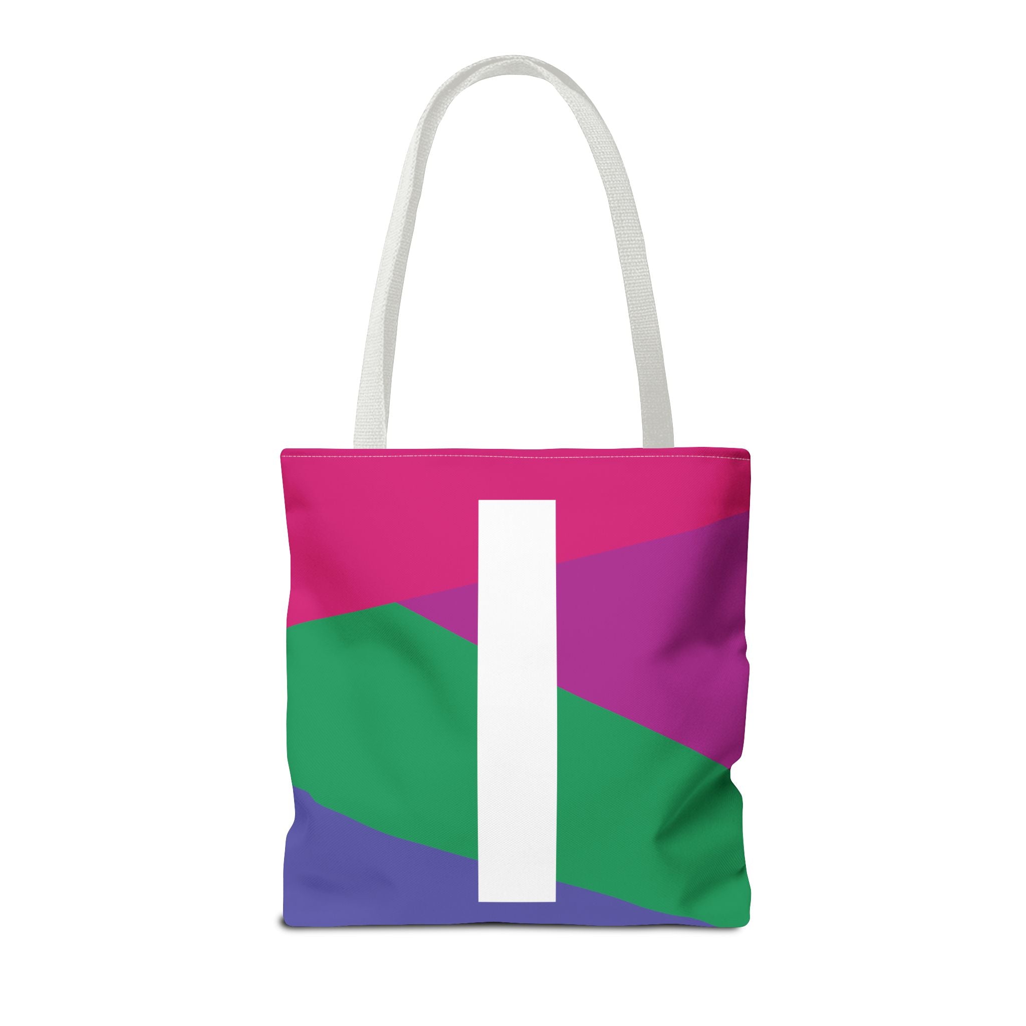 Monogram 'I' Colorblock Tote Bag — Personalized Initial I Shoulder Tote