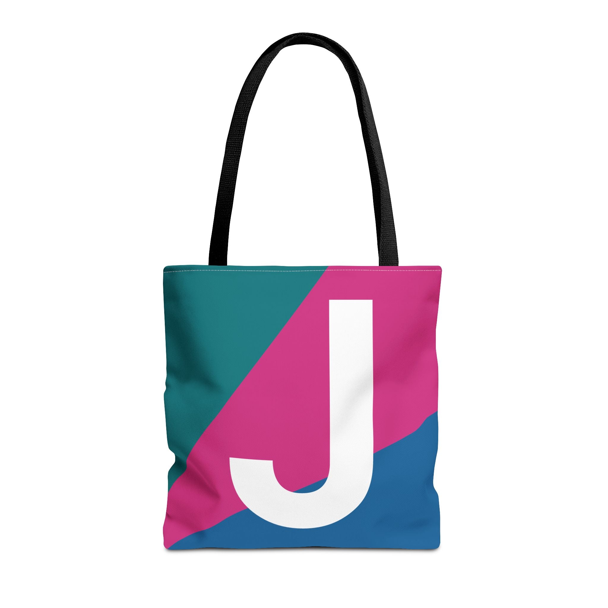 Monogram 'J' Colorblock Tote Bag — Personalized Initial J Shoulder Tote