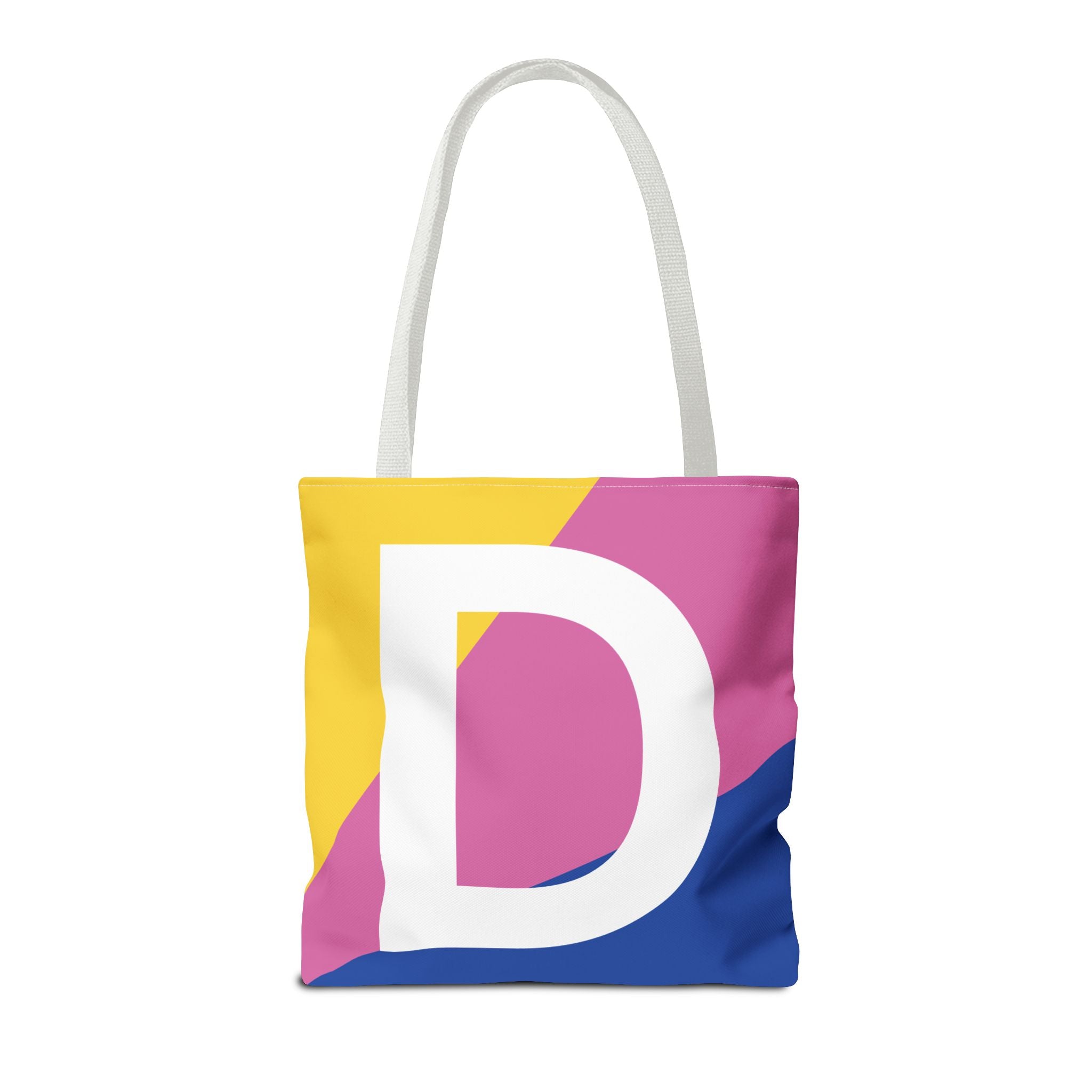 Monogram 'D' Colorblock Tote Bag — Personalized Initial D Shoulder Tote