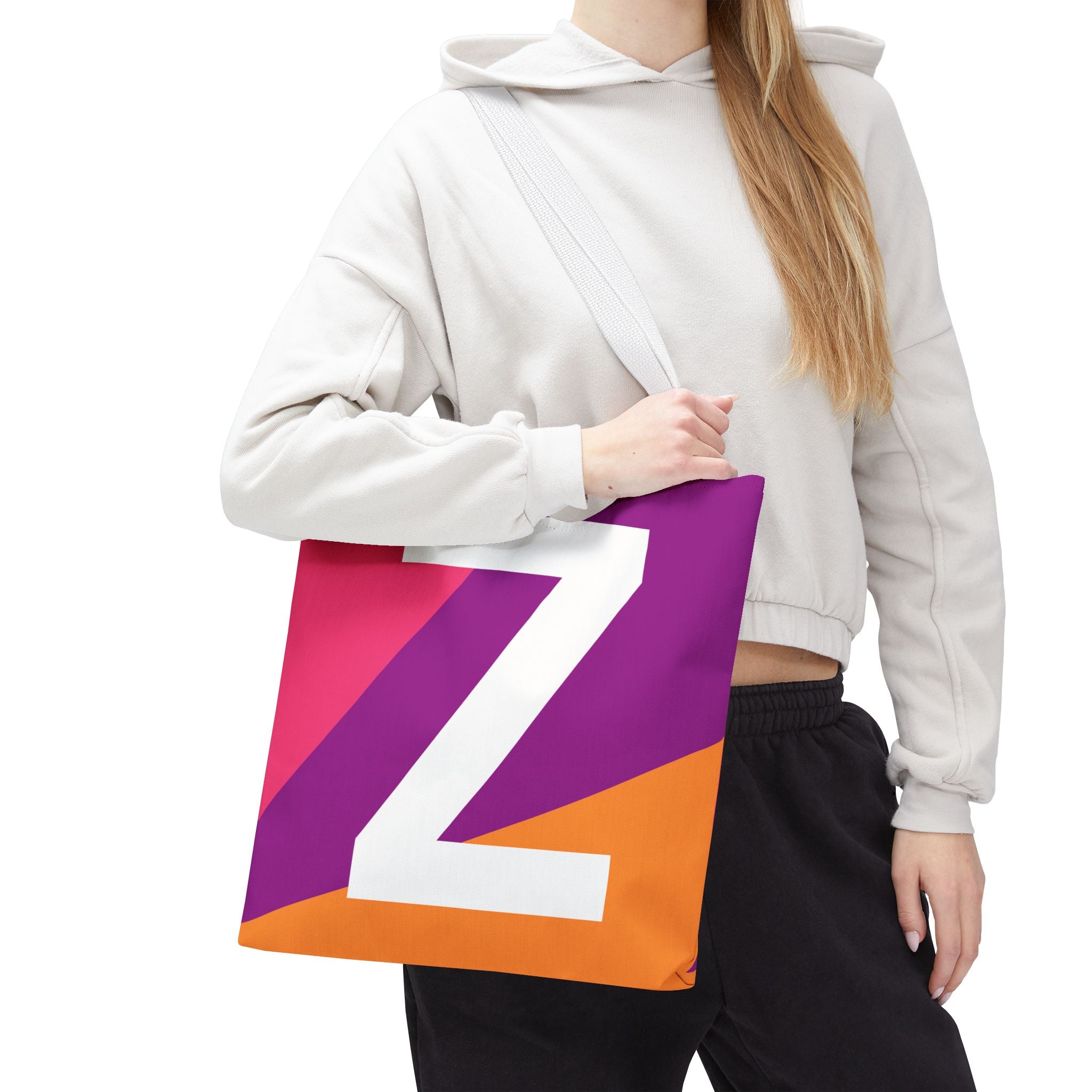 Monogram 'Z' Colorblock Tote Bag — Personalized Initial Z Shoulder Tote