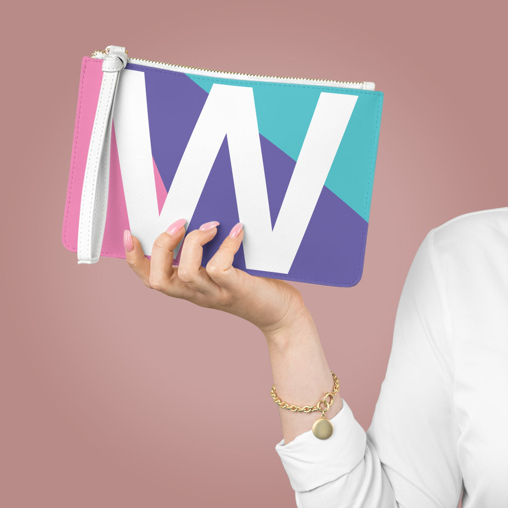 Monogram 'W' Colorblock Clutch Bag — Bold Geometric Wristlet for Everyday & Gifts