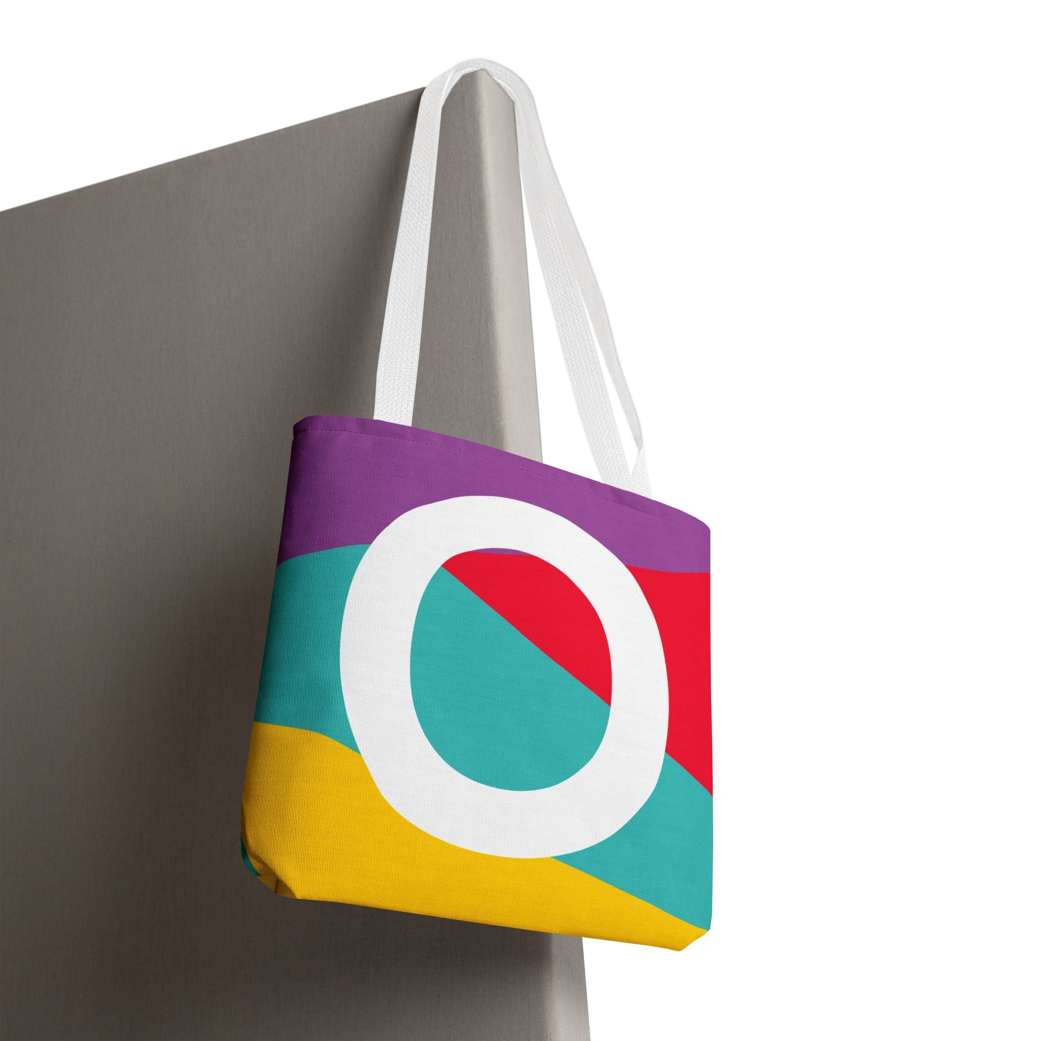 Monogram 'O' Colorblock Tote Bag — Personalized Initial O Shoulder Tote