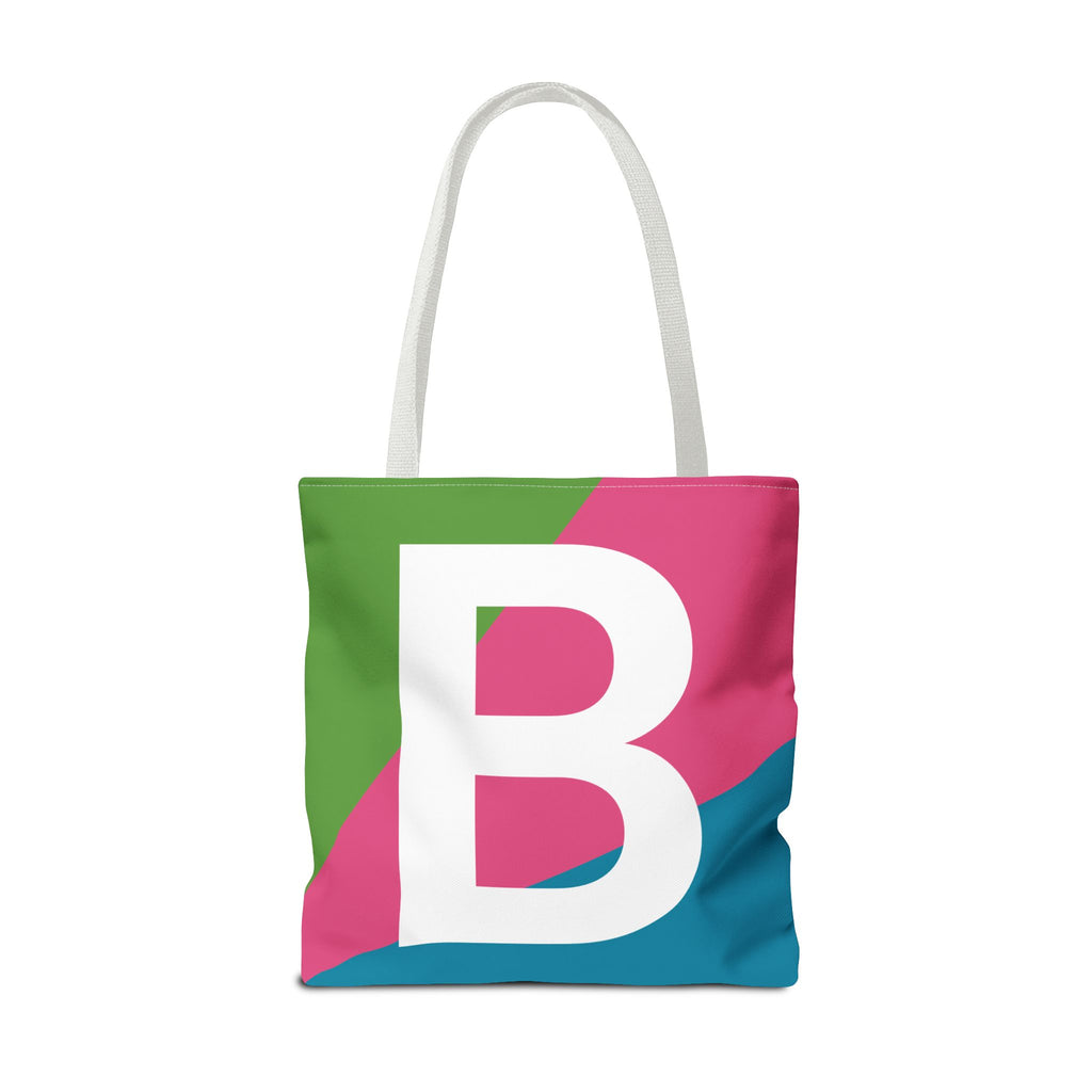 Monogram 'B' Colorblock Tote Bag — Personalized Initial B Shoulder Tote