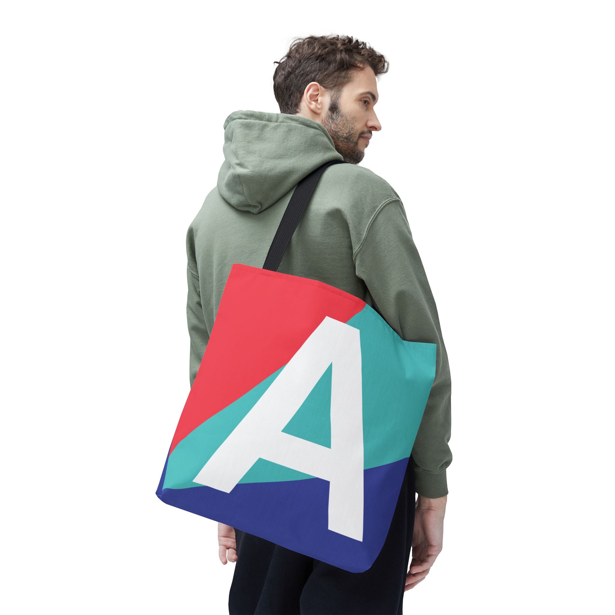 Monogram 'A' Colorblock Tote Bag — Personalized Initial A Shoulder Tote