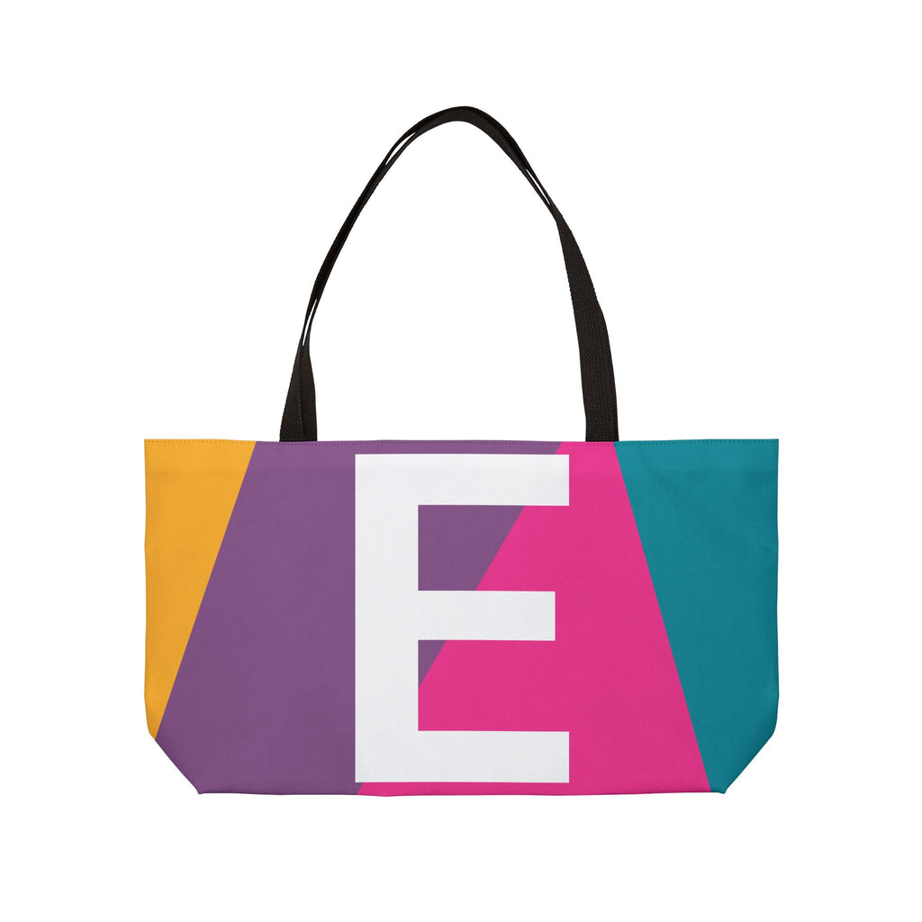 Personalized 'E' Colorblock Tote Bag — Monogram Weekender Tote
