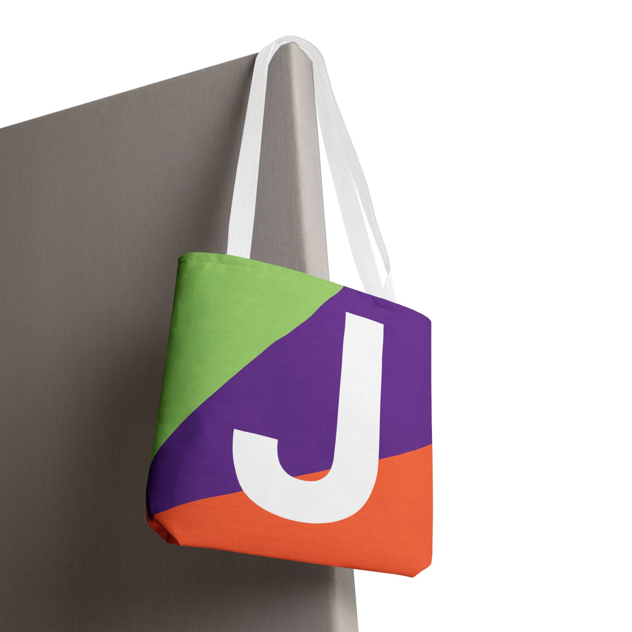 Monogram 'J' Colorblock Tote Bag — Personalized Initial J Shoulder Tote