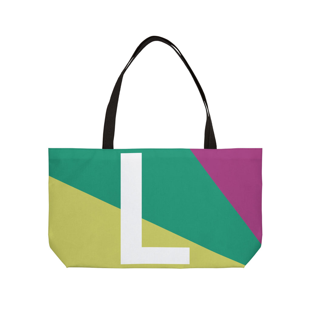 Personalized 'L' Colorblock Tote Bag — Monogram Weekender Tote