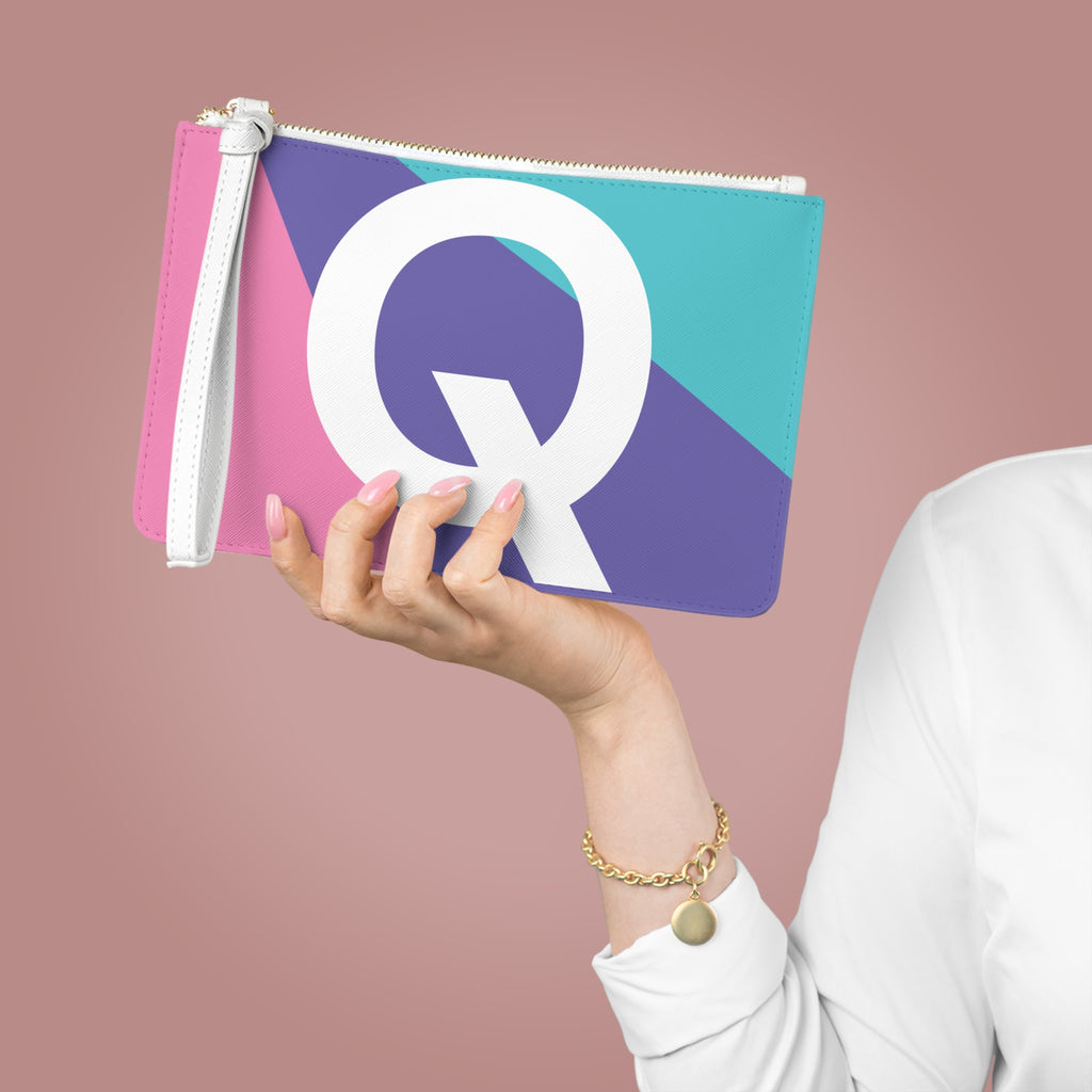Monogram 'Q' Colorblock Clutch Bag — Bold Geometric Wristlet for Everyday & Gifts