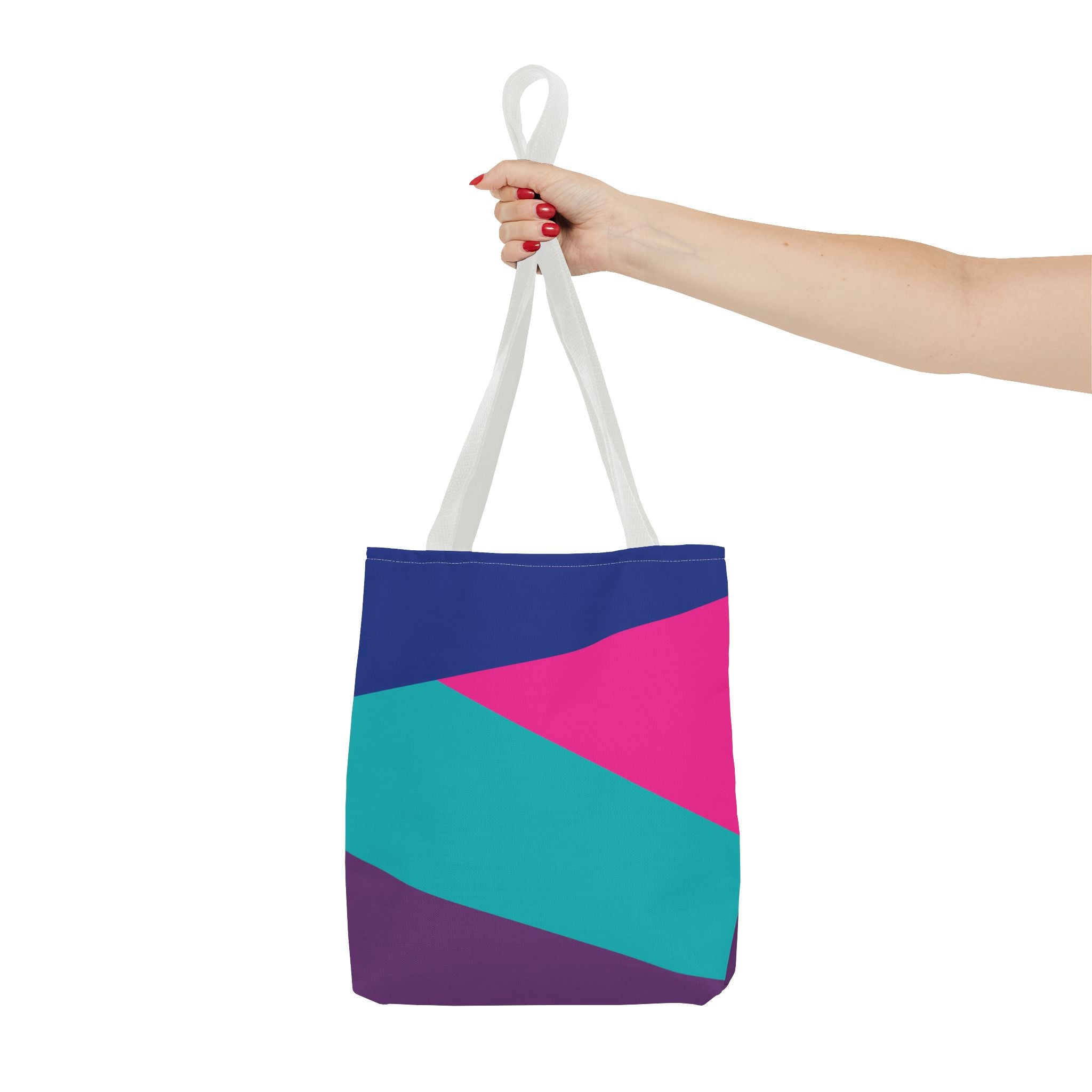 Retro 80s & 90s Inspired Color Block Tote Bag | Stylish Everyday Canvas Shoulder Bag