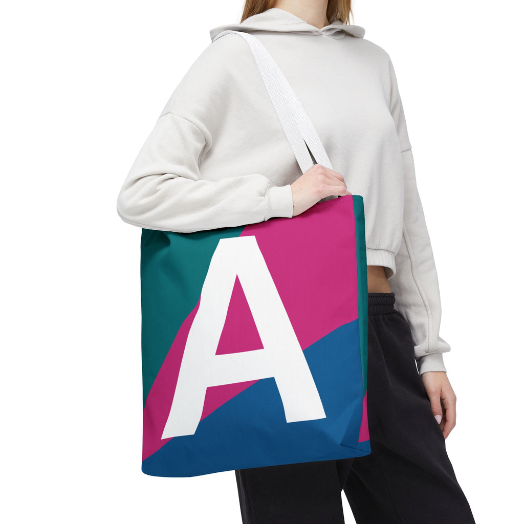 Monogram 'A' Colorblock Tote Bag — Personalized Initial A Shoulder Tote