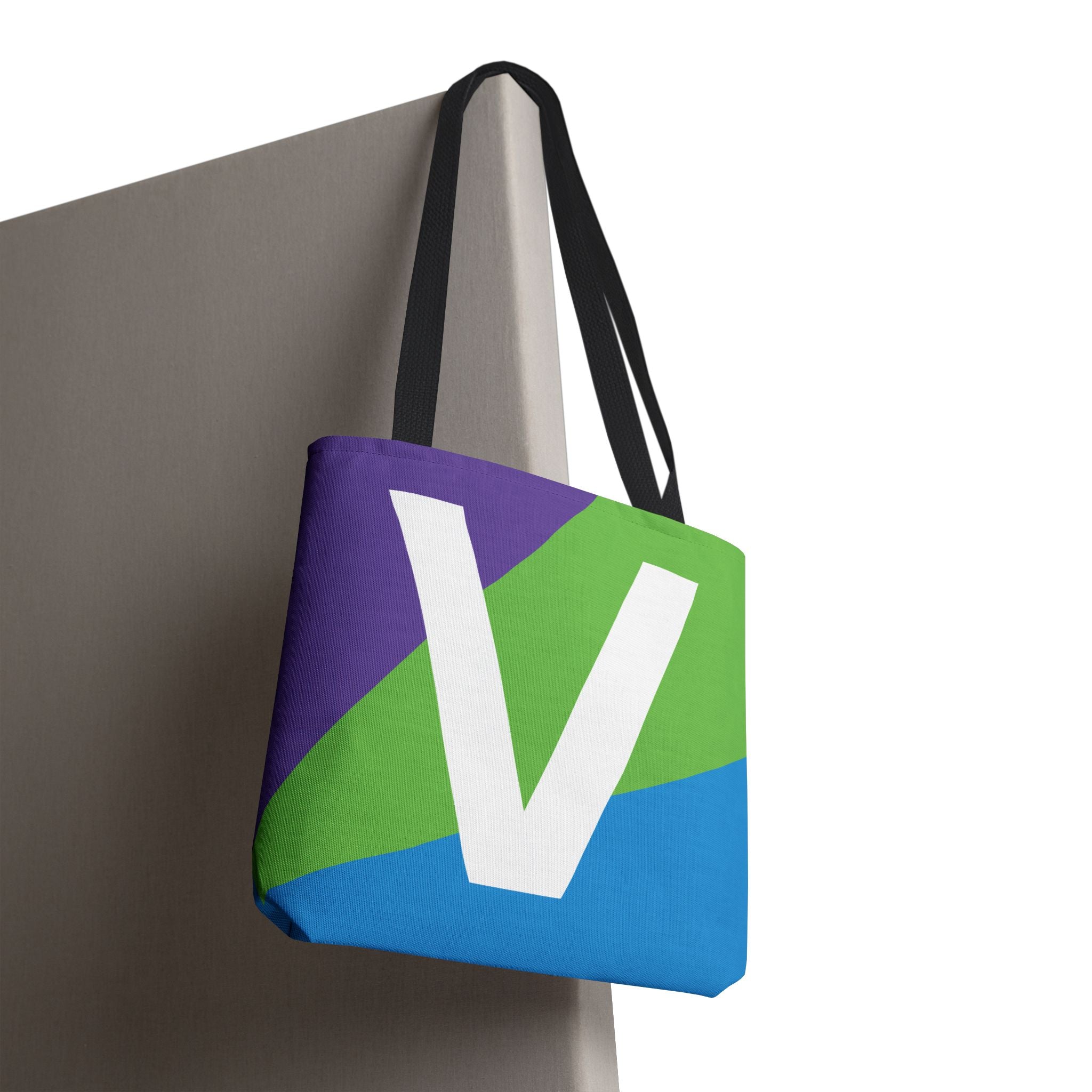 Monogram 'V' Colorblock Tote Bag — Personalized Initial V Shoulder Tote