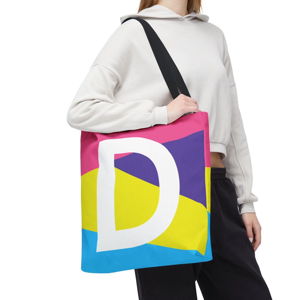 Monogram 'D' Colorblock Tote Bag — Personalized Initial D Shoulder Tote