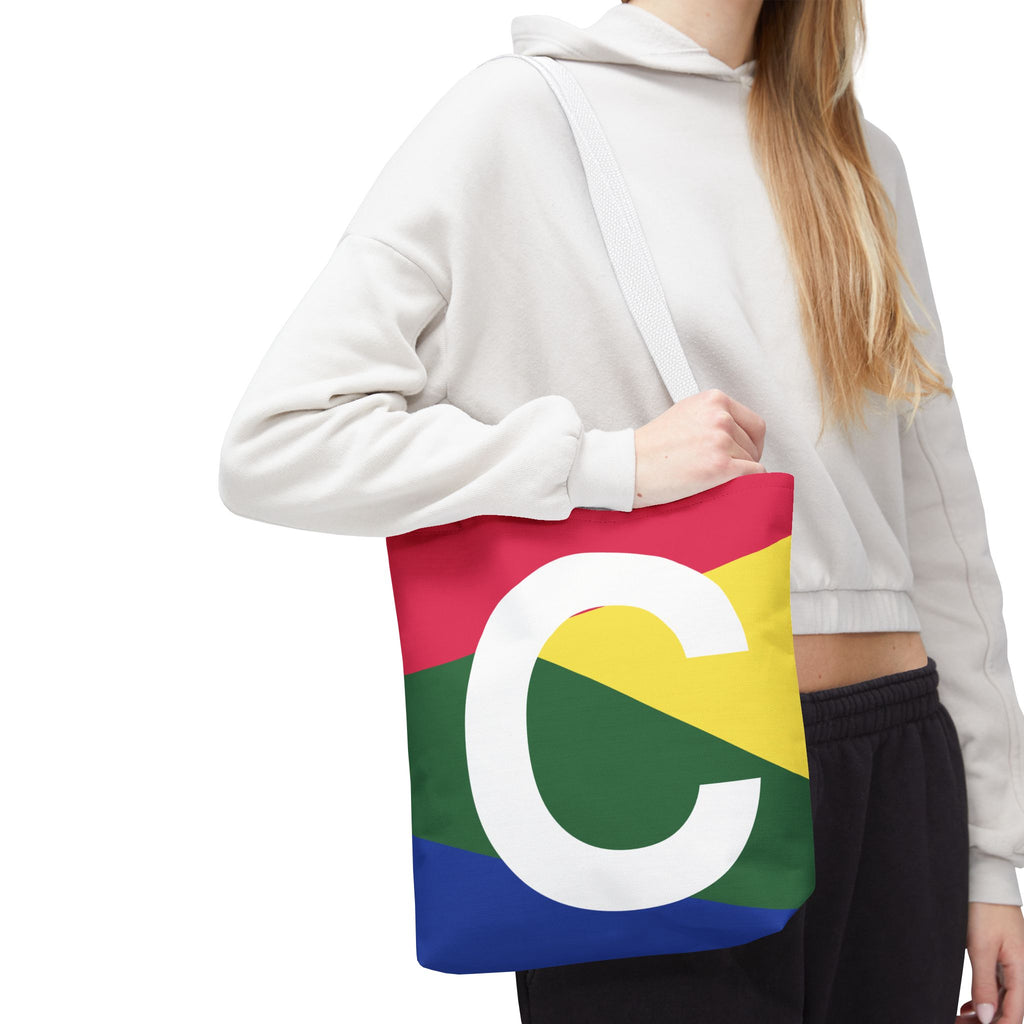 Monogram 'C' Colorblock Tote Bag — Personalized Initial C Shoulder Tote
