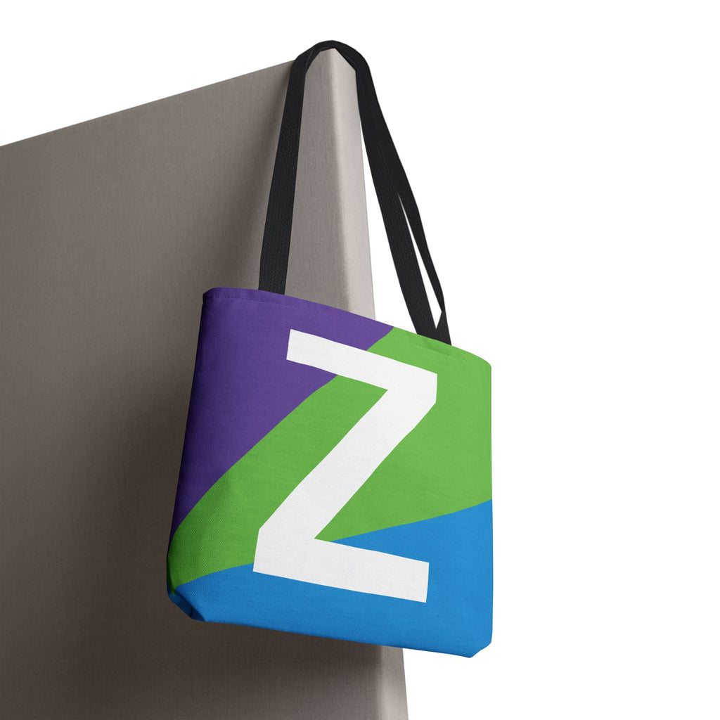 Monogram 'Z' Colorblock Tote Bag — Personalized Initial Z Shoulder Tote