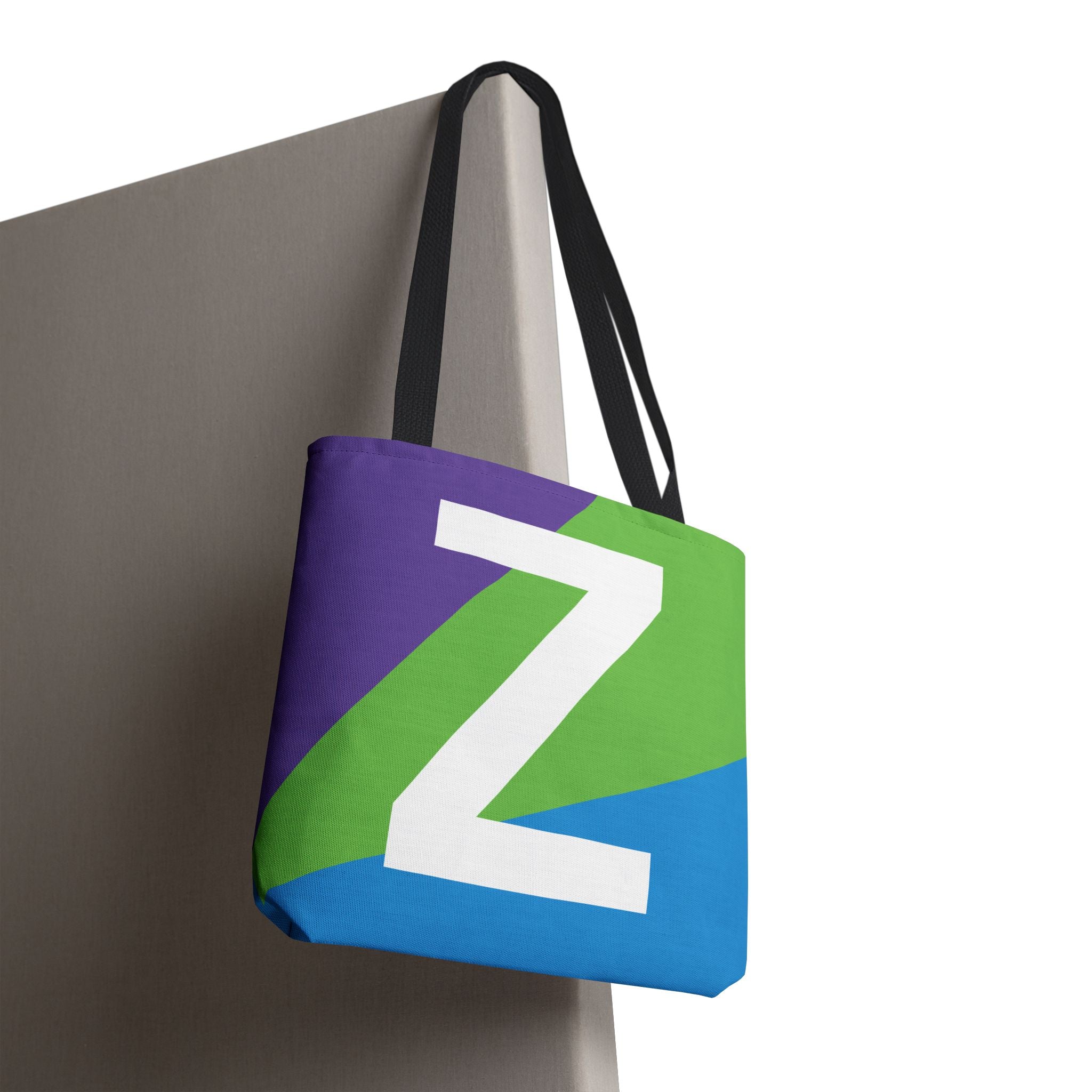 Monogram 'Z' Colorblock Tote Bag — Personalized Initial Z Shoulder Tote