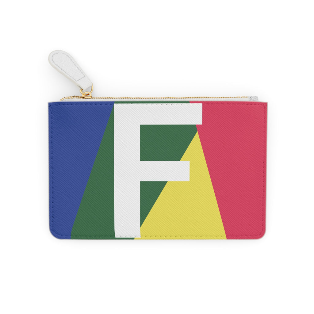 Initial F Mini Clutch — Colorblock Monogram Wristlet Wallet