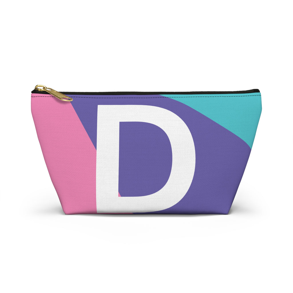 Initials Colorblock Accessory Pouch — Monogram D T-Bottom Cosmetic Bag